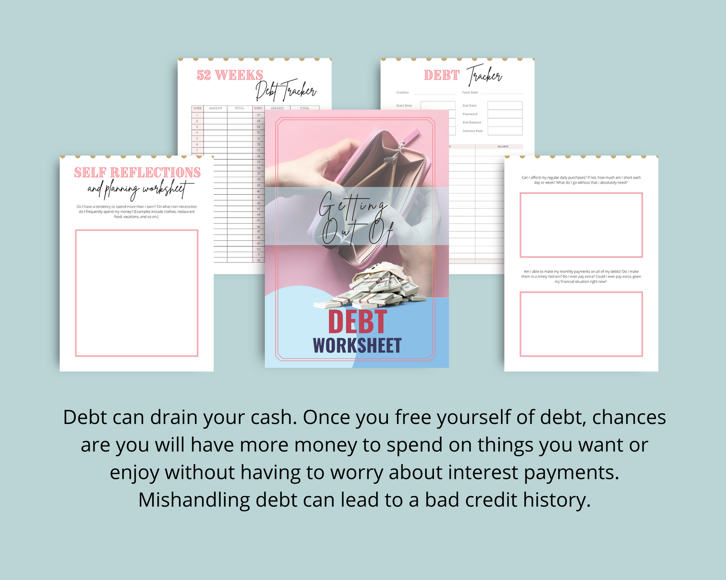 Getting Out of Debt Worksheet | Debt Reflection Planner