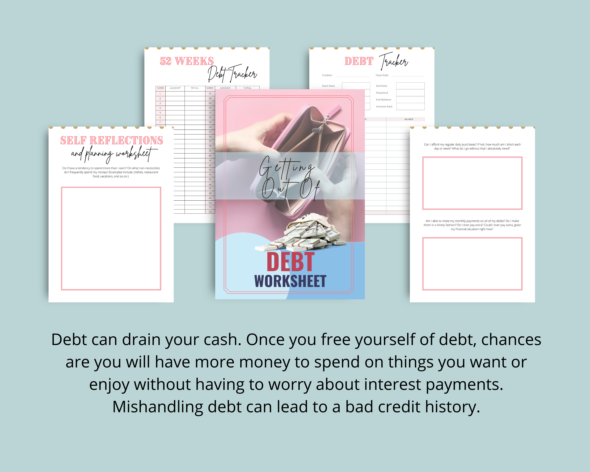 Getting Out of Debt Worksheet | Debt Reflection Planner