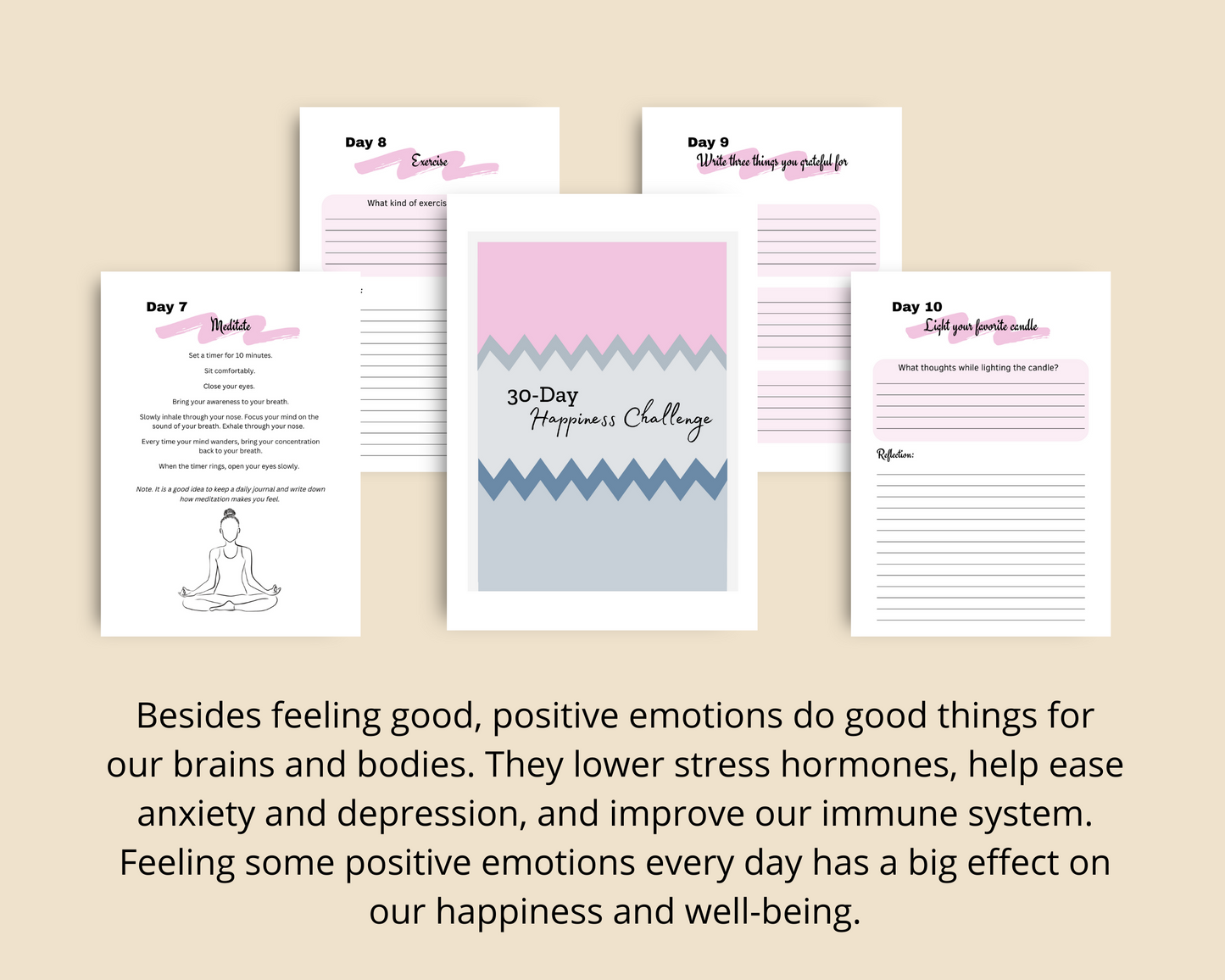 30-Day Happiness Challenge | Editable Canva Template A4 Size