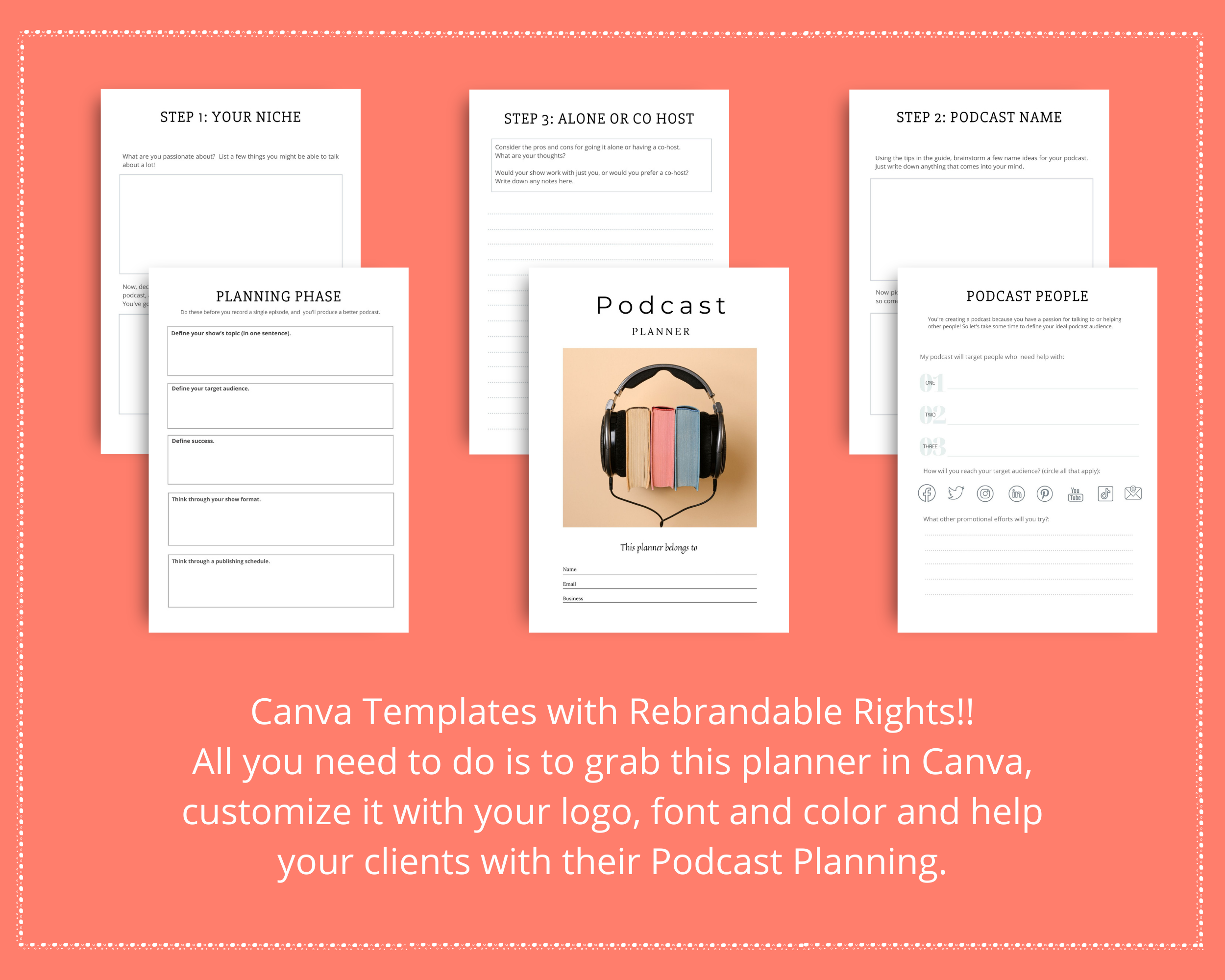 Editable Podcast Planner in Canva | Commercial Use