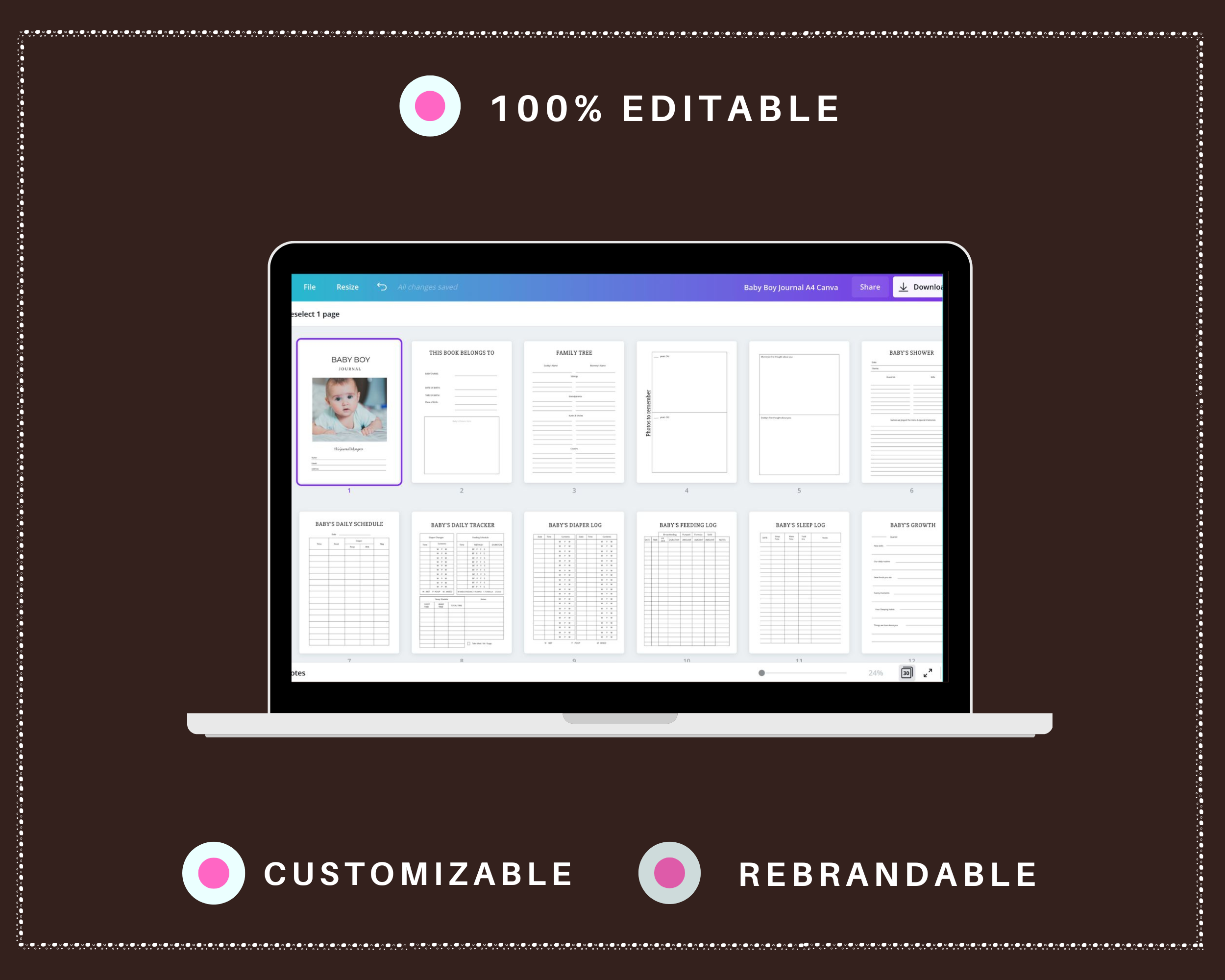 Editable Baby Boy Planner Templates in Canva | Commercial Use