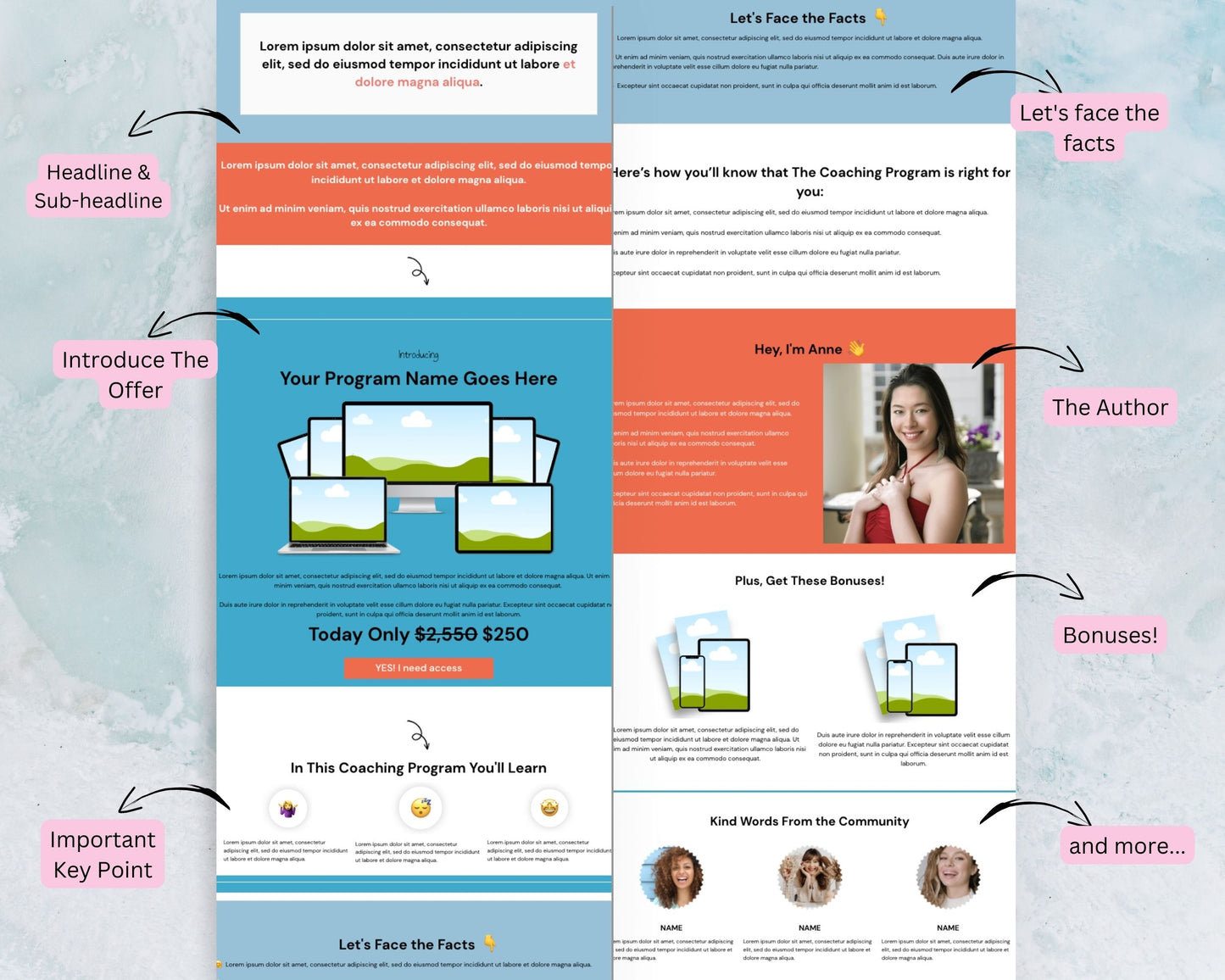 Ocean Coaching Sales Page Template in Thrivecart