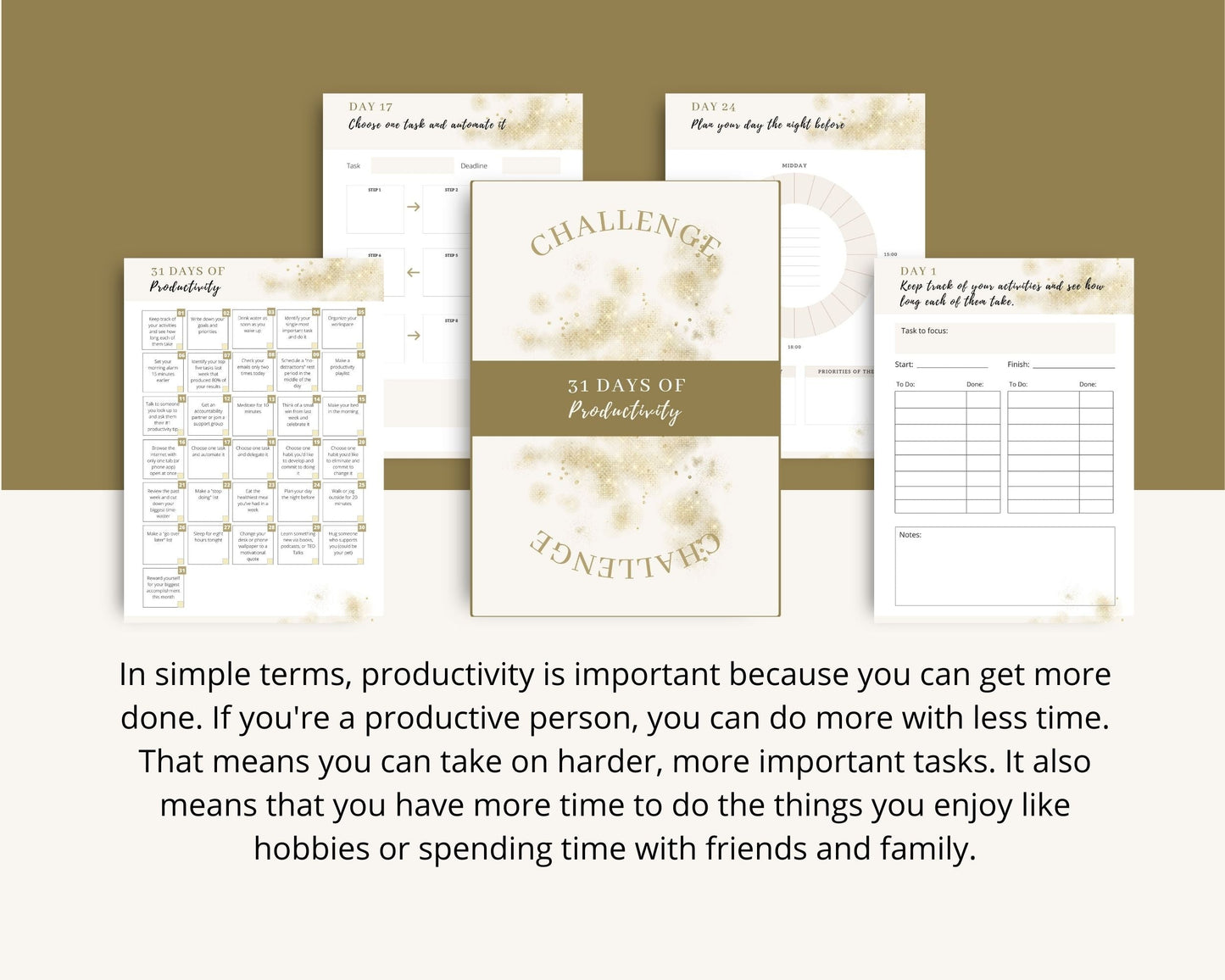 31-Day Productivity Challenge | Editable Canva Template A4 Size