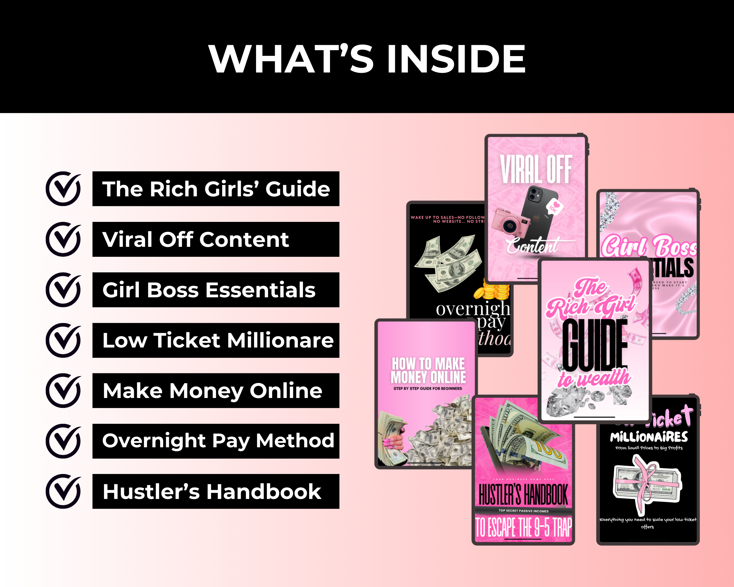 Rich Girl Bundle of 7 Editable Ebooks in Canva with PLR Rights