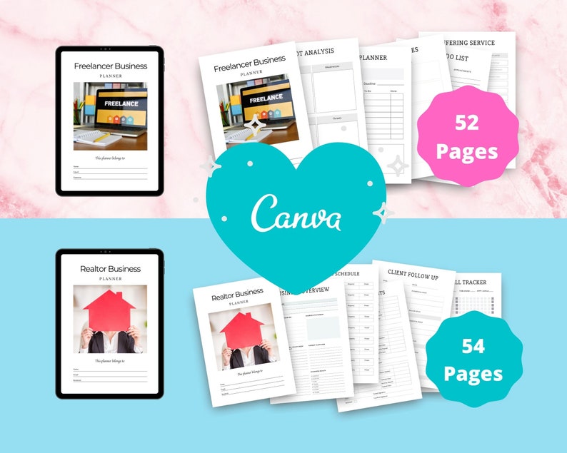 BUNDLE of 7 Professional Planners in Canva | Customizable | Editable Canva Templates | Commercial Use | Professional Planners