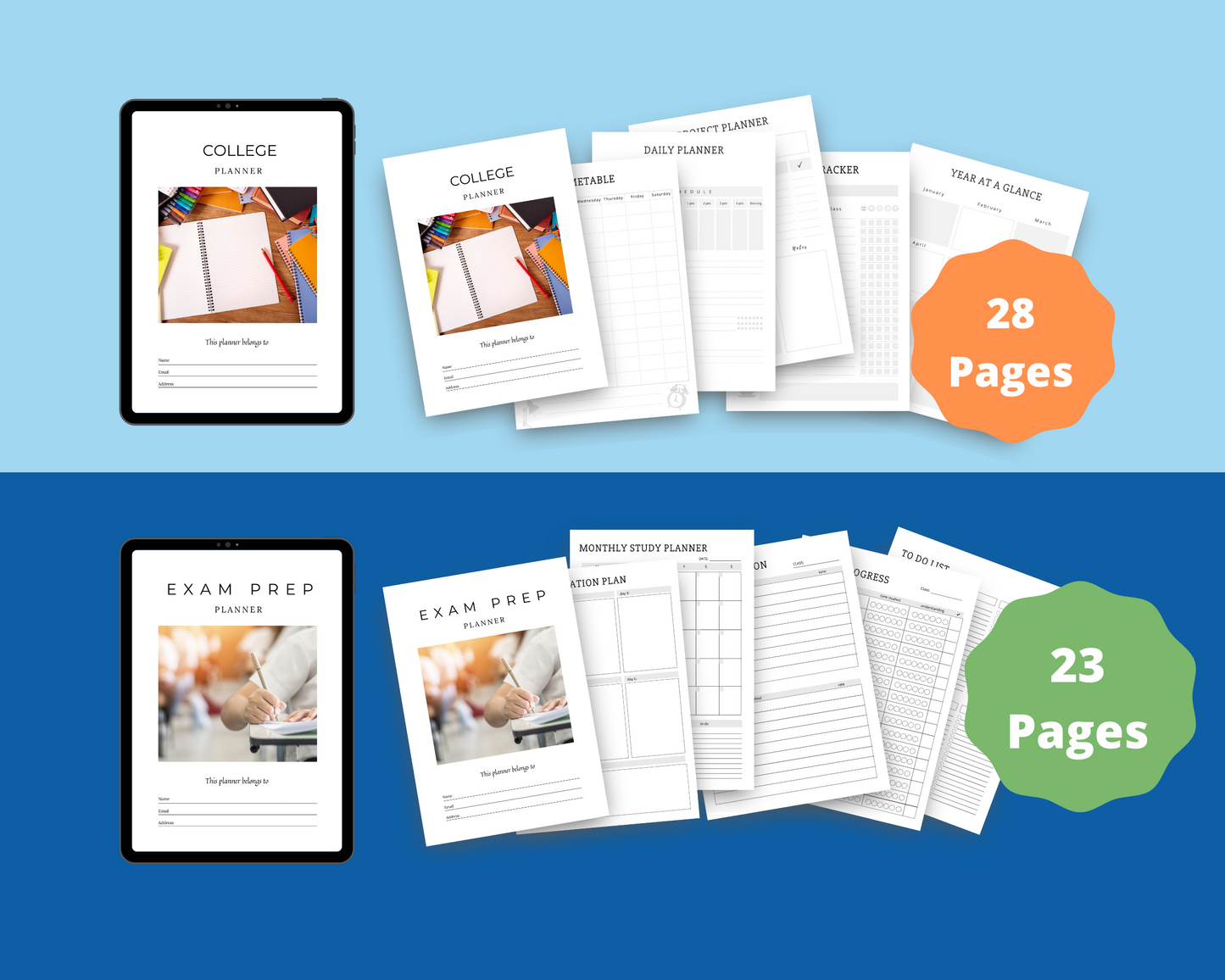 BUNDLE of 9 Academic Planner in Canva | Customizable | Editable Canva Templates | Commercial Use | Academic Planners