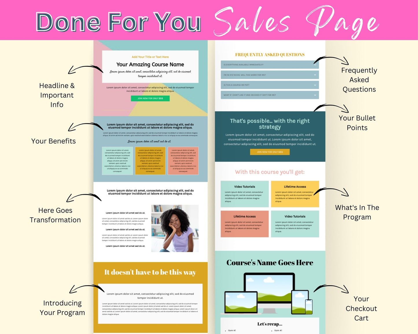 Colorful Sales Page Template in ThriveCart