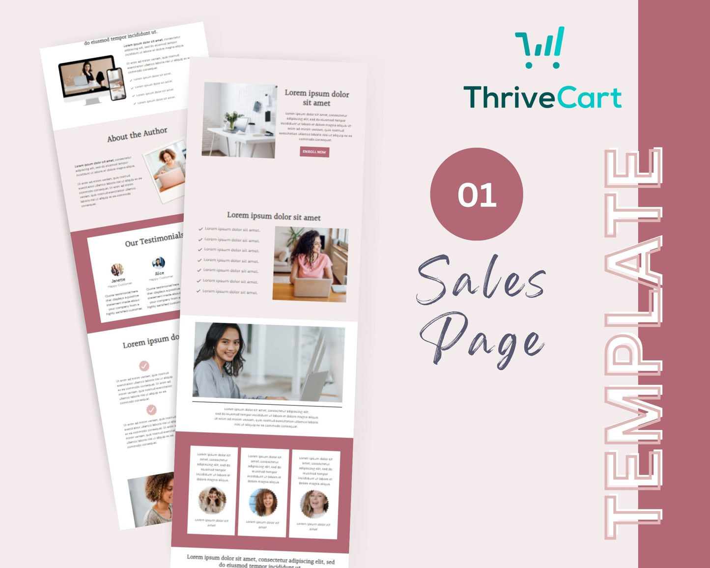 Rose Gold ThriveCart 4-Page Sales Funnel Template