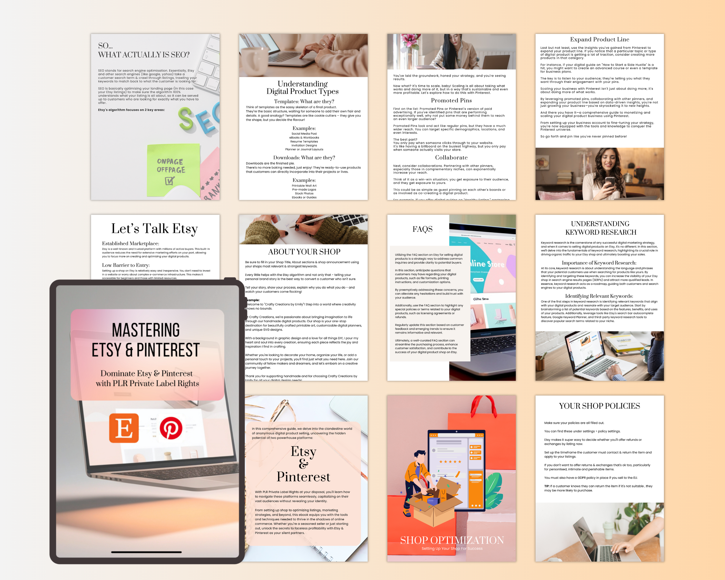 Mastering  Etsy & Pinterest Guide in Canva with MRR, PLR Rights