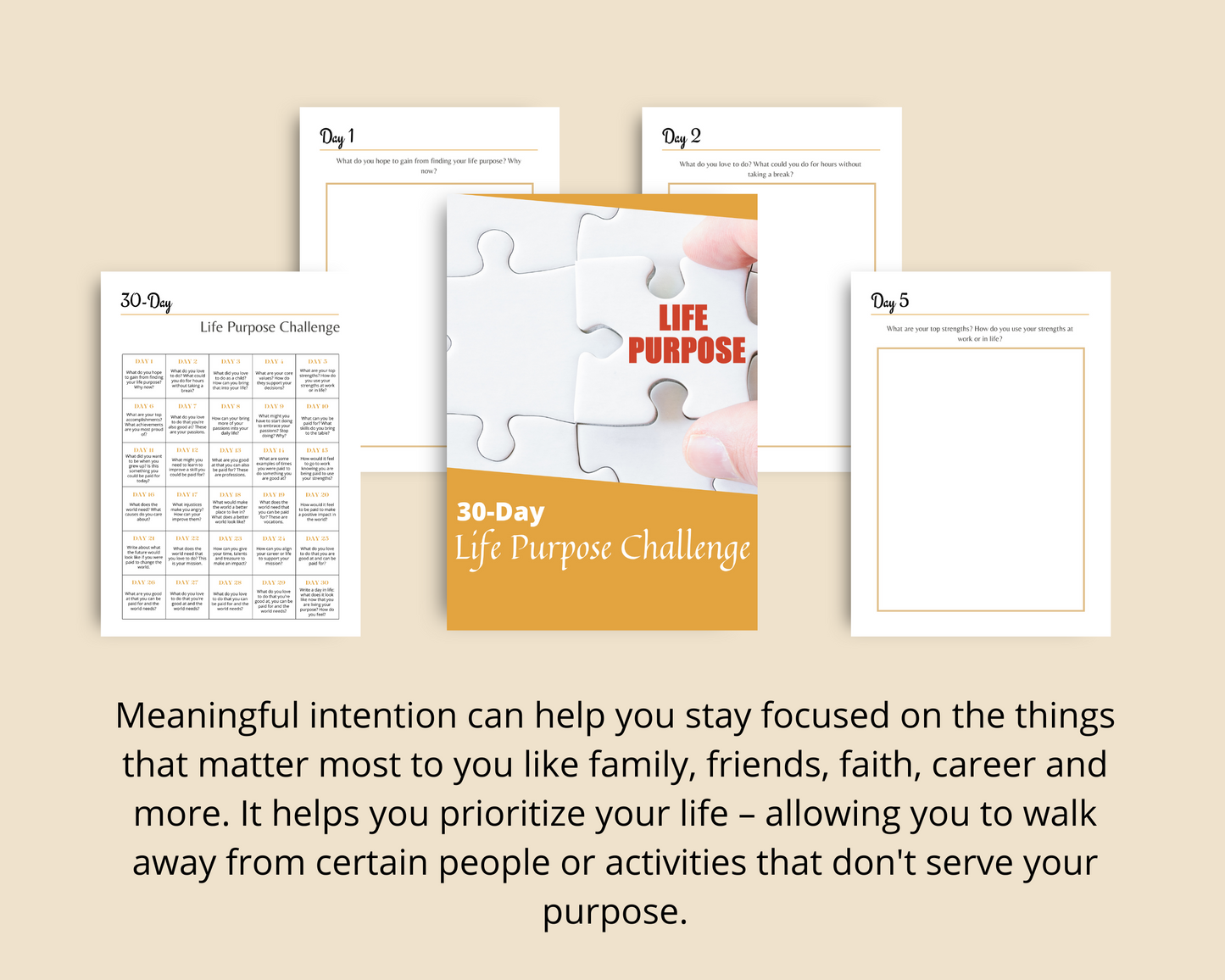 30-Day Life Purpose Challenge | Editable Canva Template A4 Size
