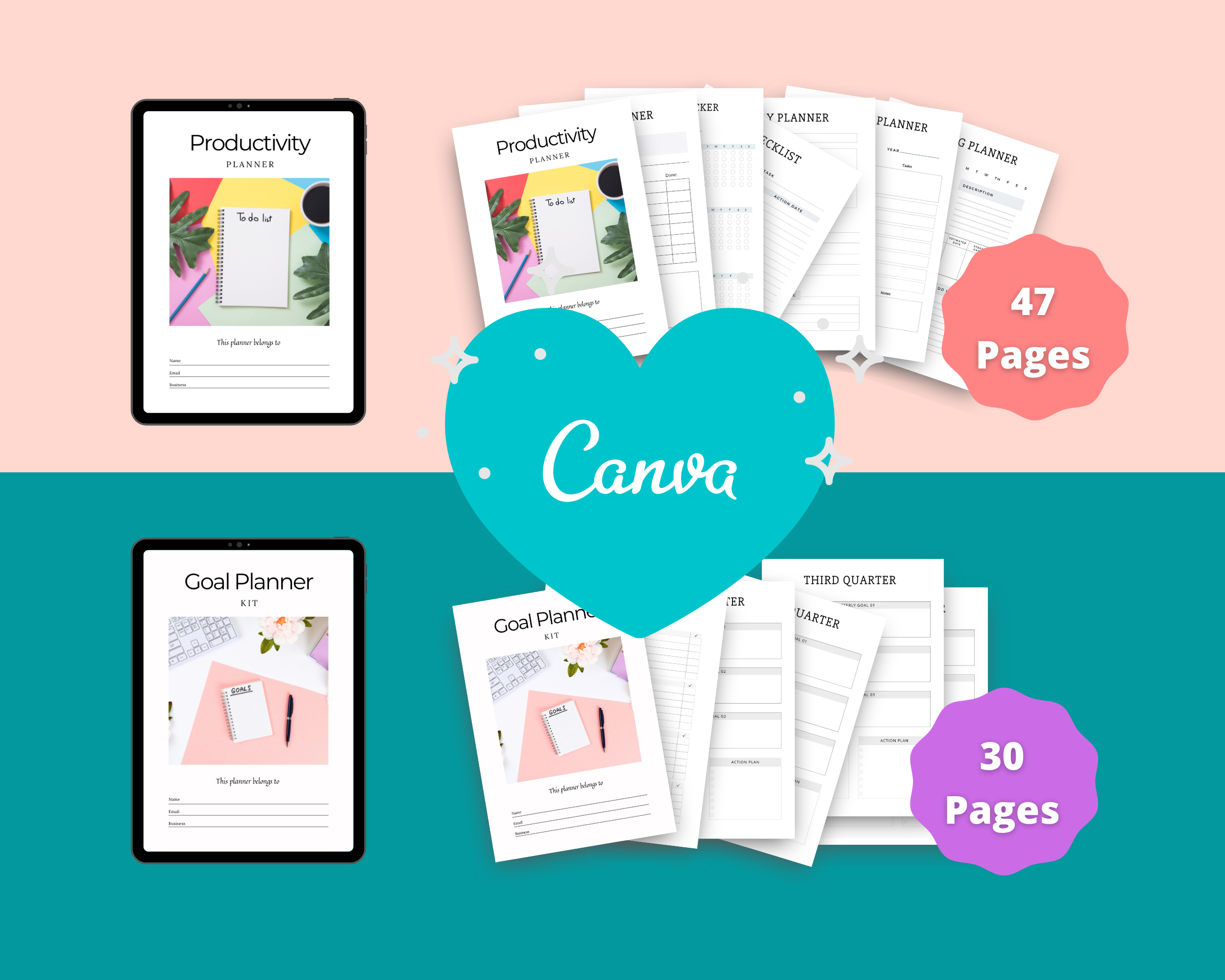 BUNDLE of 7 Business Planners in Canva | Customizable | Editable | Commercial Use | Business Templates