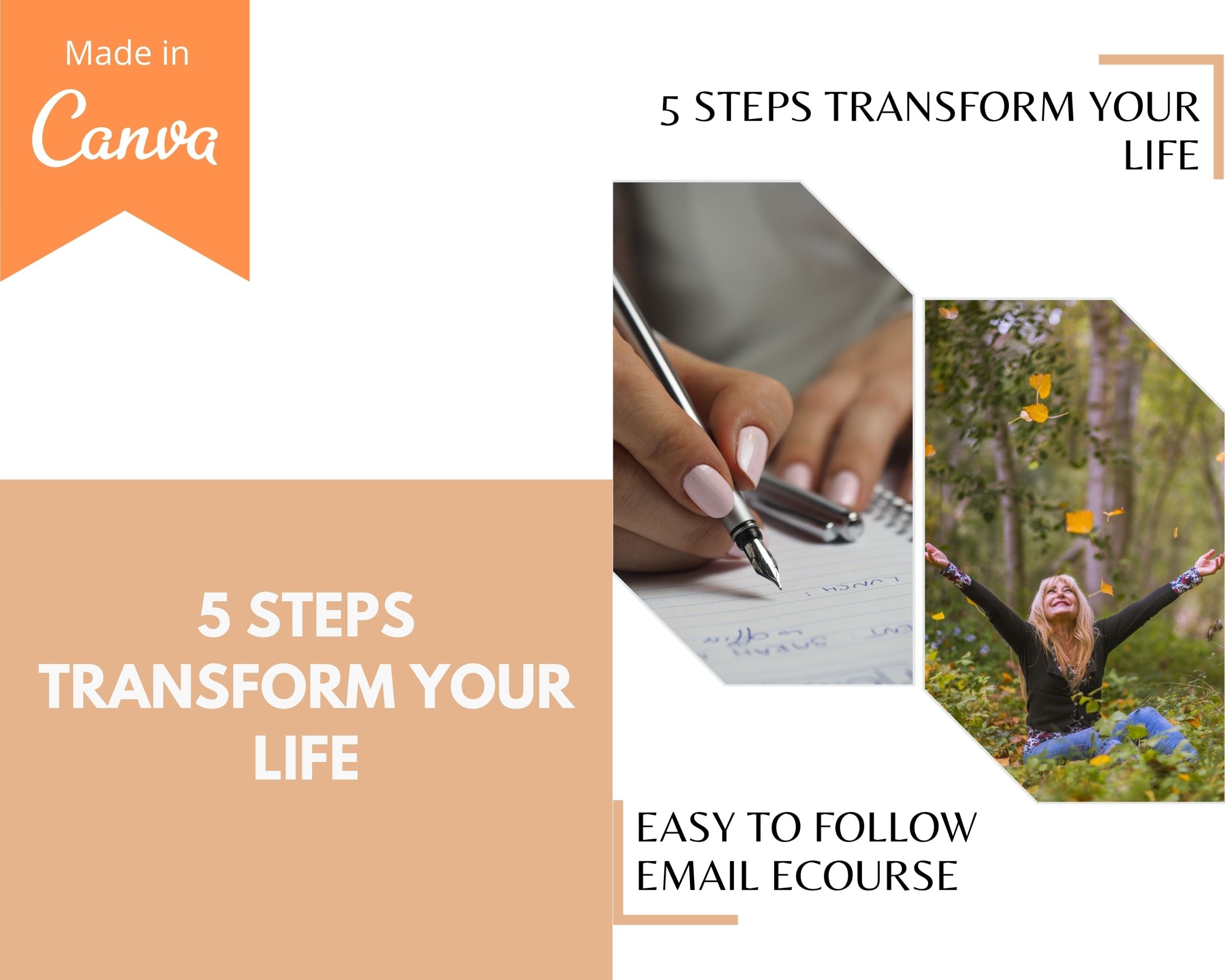Editable 5 Steps Transform Your Life Emails | Rebrandable Newsletter Template