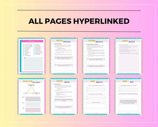 Personal Brand Digital Workbook | Hyperlinked PDF | Suitable with Goodnes & Notability