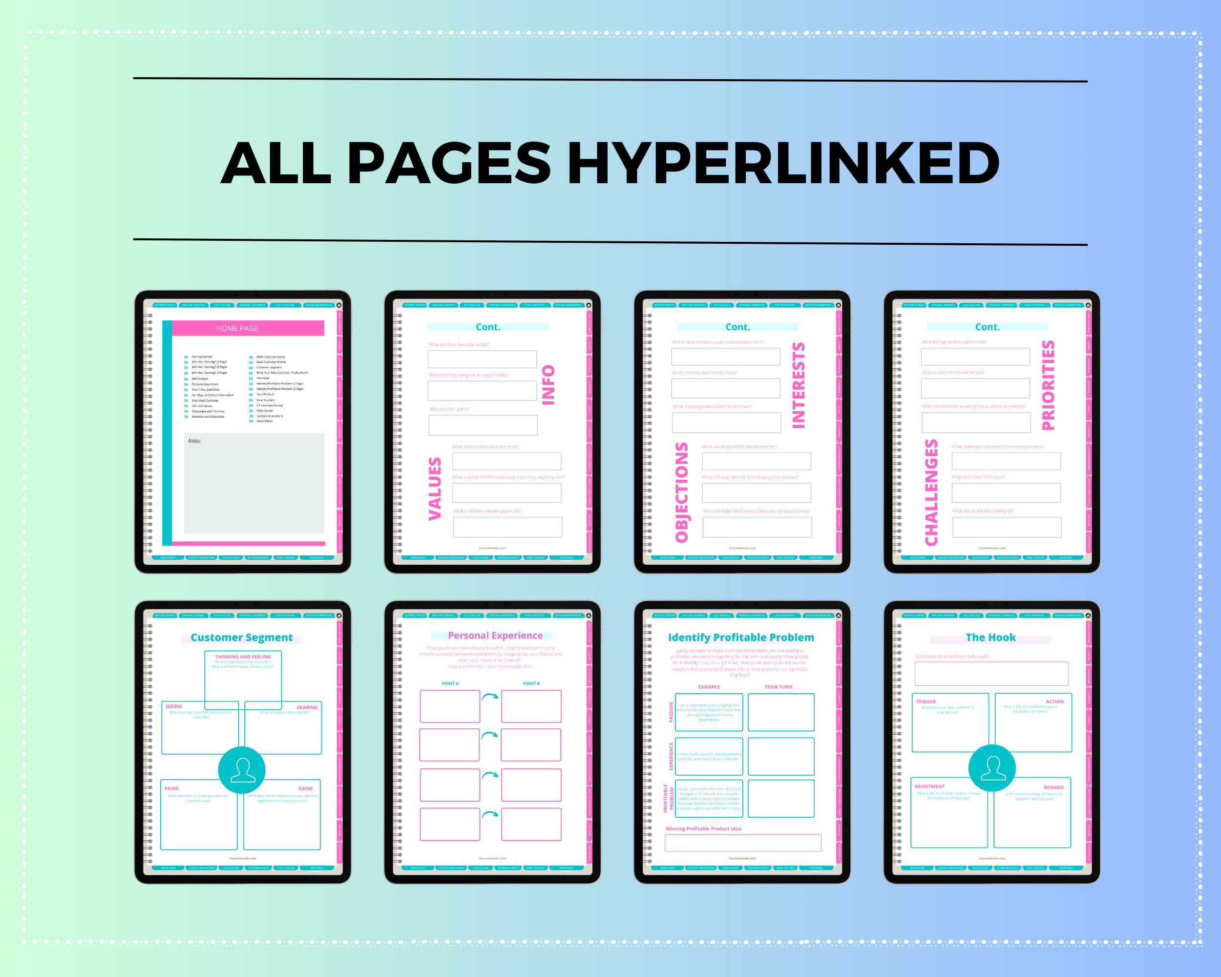 Customer Avatar Digital Workbook | Ideal Client Planner | Hyperlinked PDF | Suitable with Goodnes & Notability