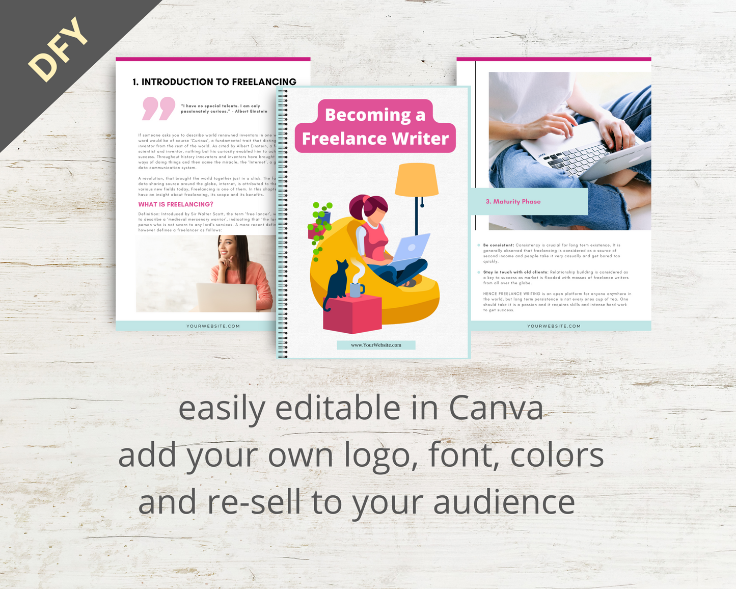 Editable How To Be A Freelance Writer | Done-for-You Ebook in Canva