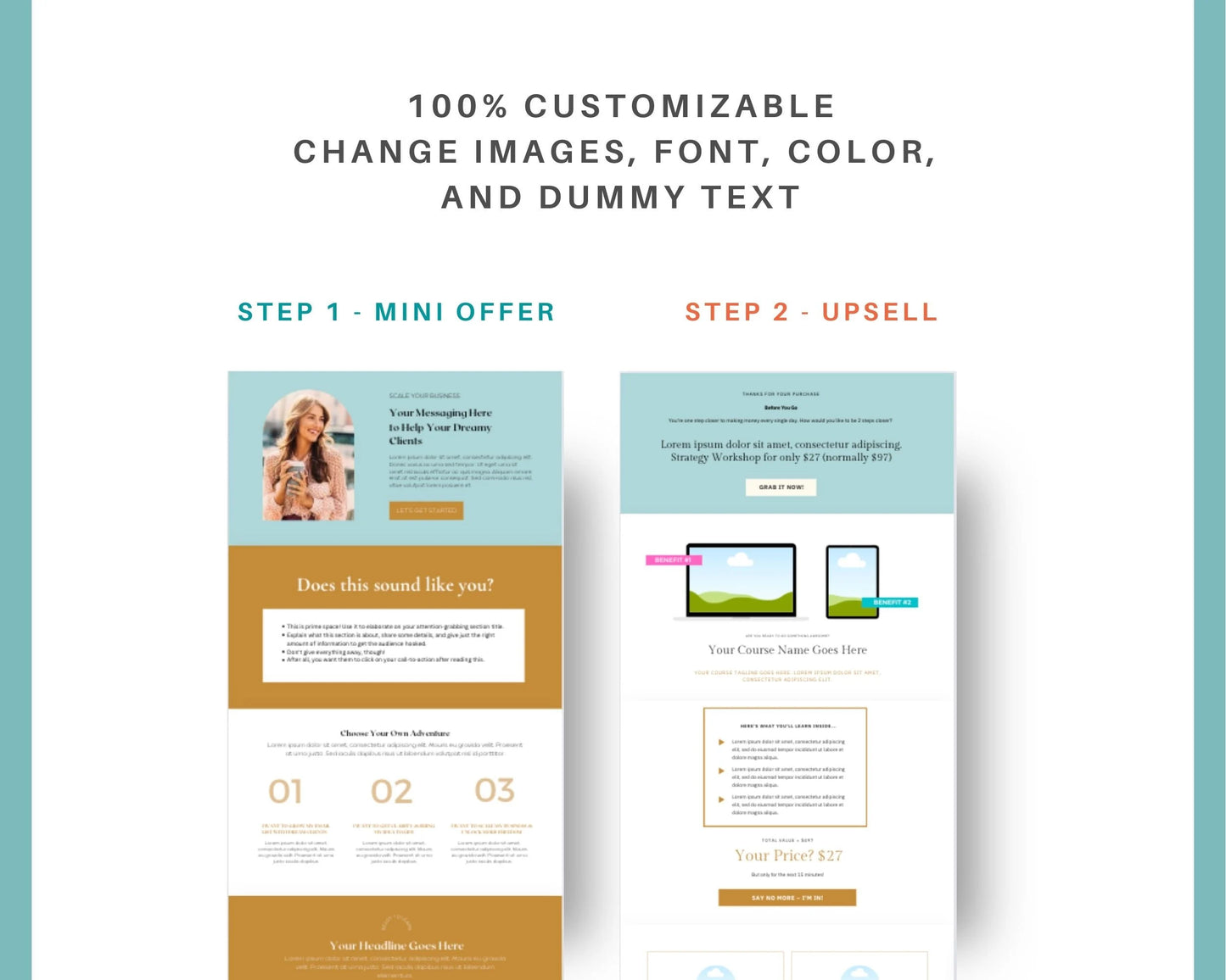 Green and Gold 2-Step Tripwire Sales Funnel in Canva