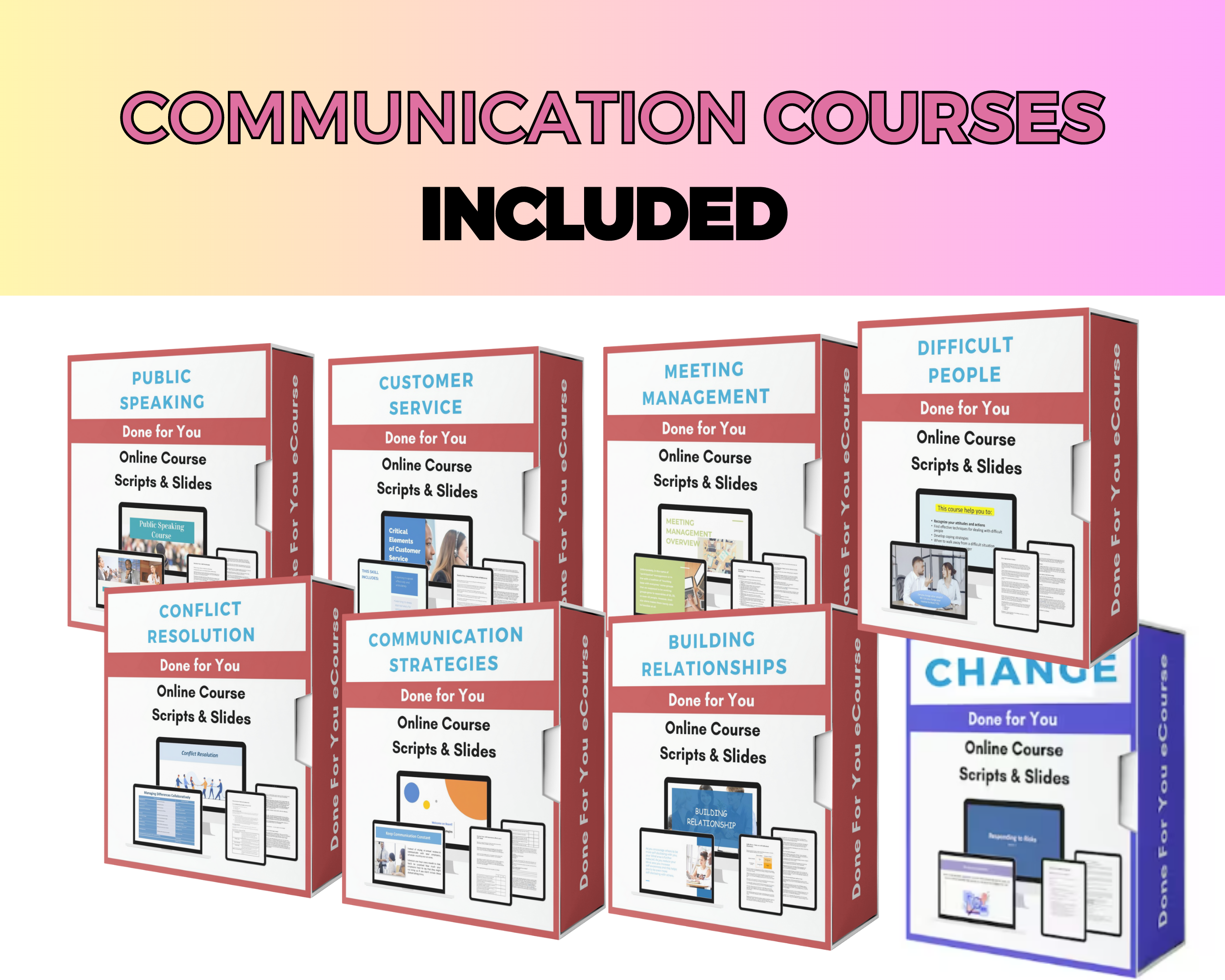 BUNDLE of 15 HR & Communication Courses | Lessons in Google Docs | Done for You Canva Slides