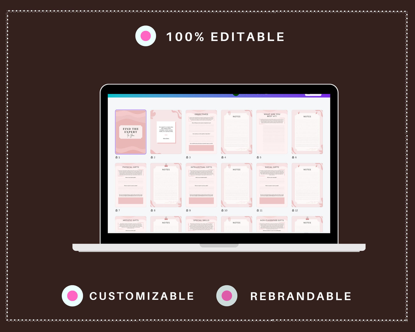 Editable Becoming Expert Planner Templates in Canva | Canva Template Pack | Expert in Narrow Field | Commercial Use