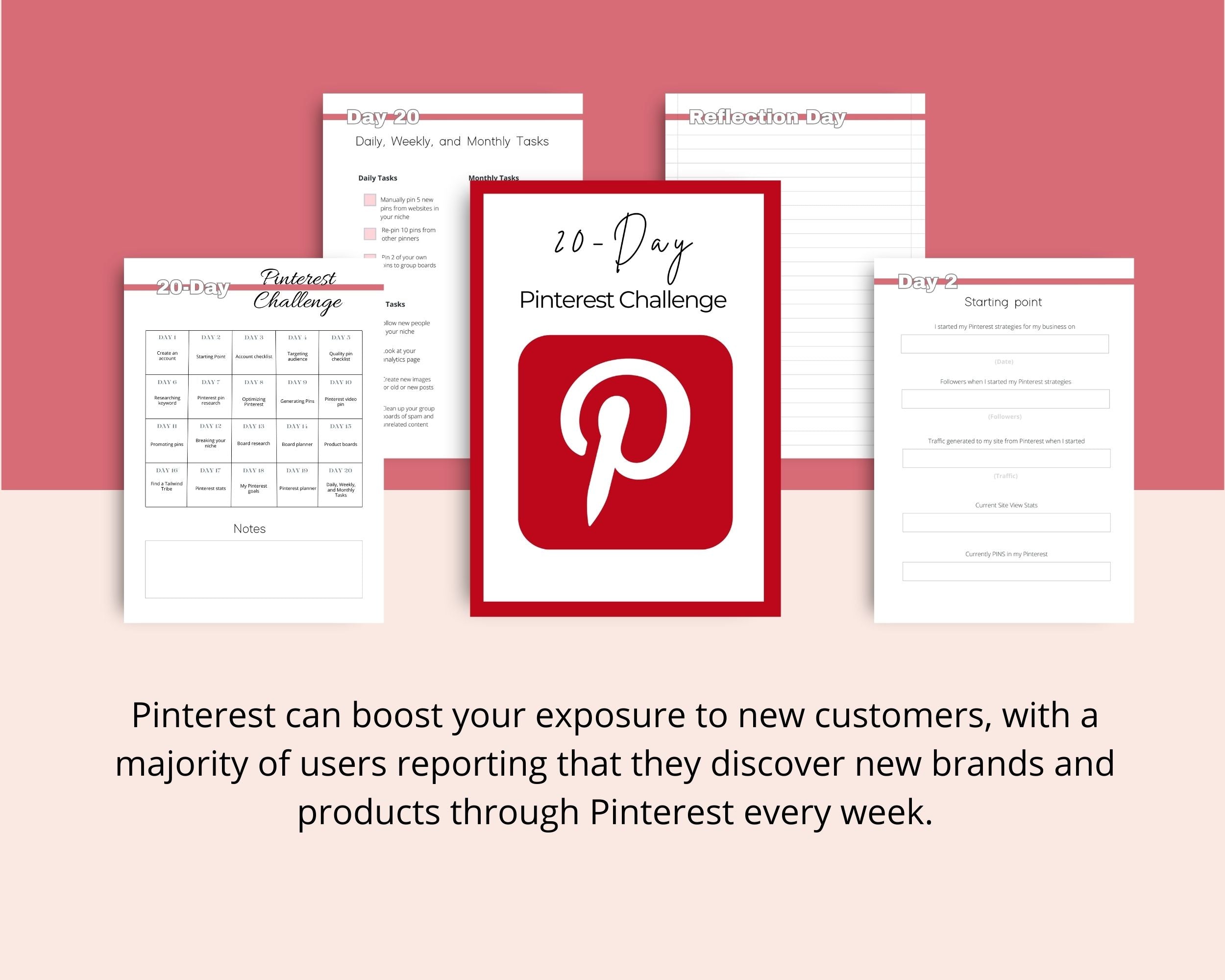 20-Day Pinterest Challenge | Editable Canva Template A4 Size