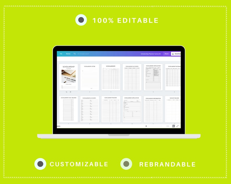 Editable Scholarship Planner in Canva | Commercial Use