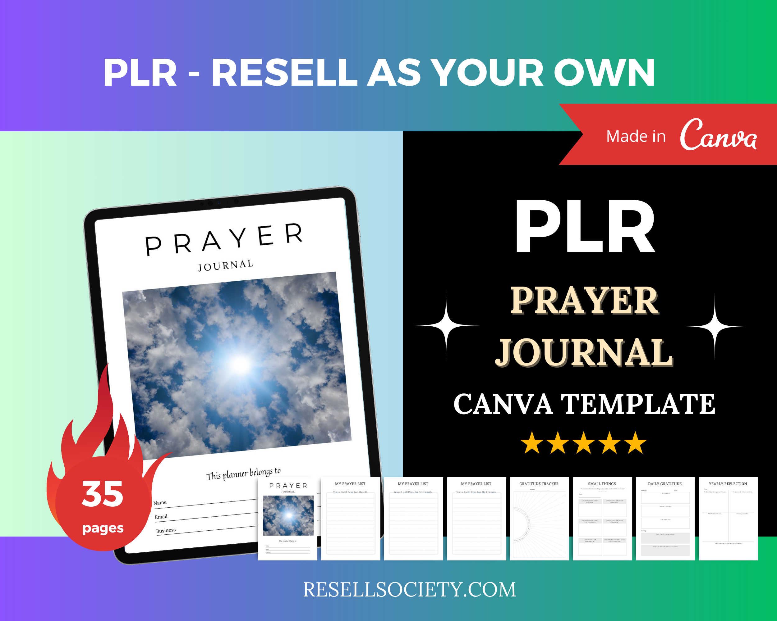 Editable Prayer Journal in Canva | Commercial Use