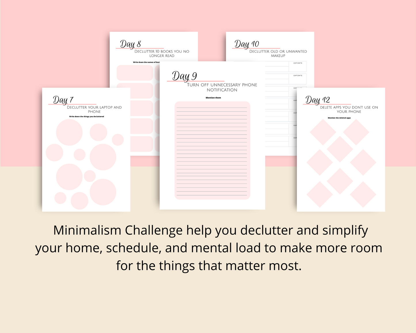 14-Day Minimalism Challenge | Editable Canva Template A4 Size