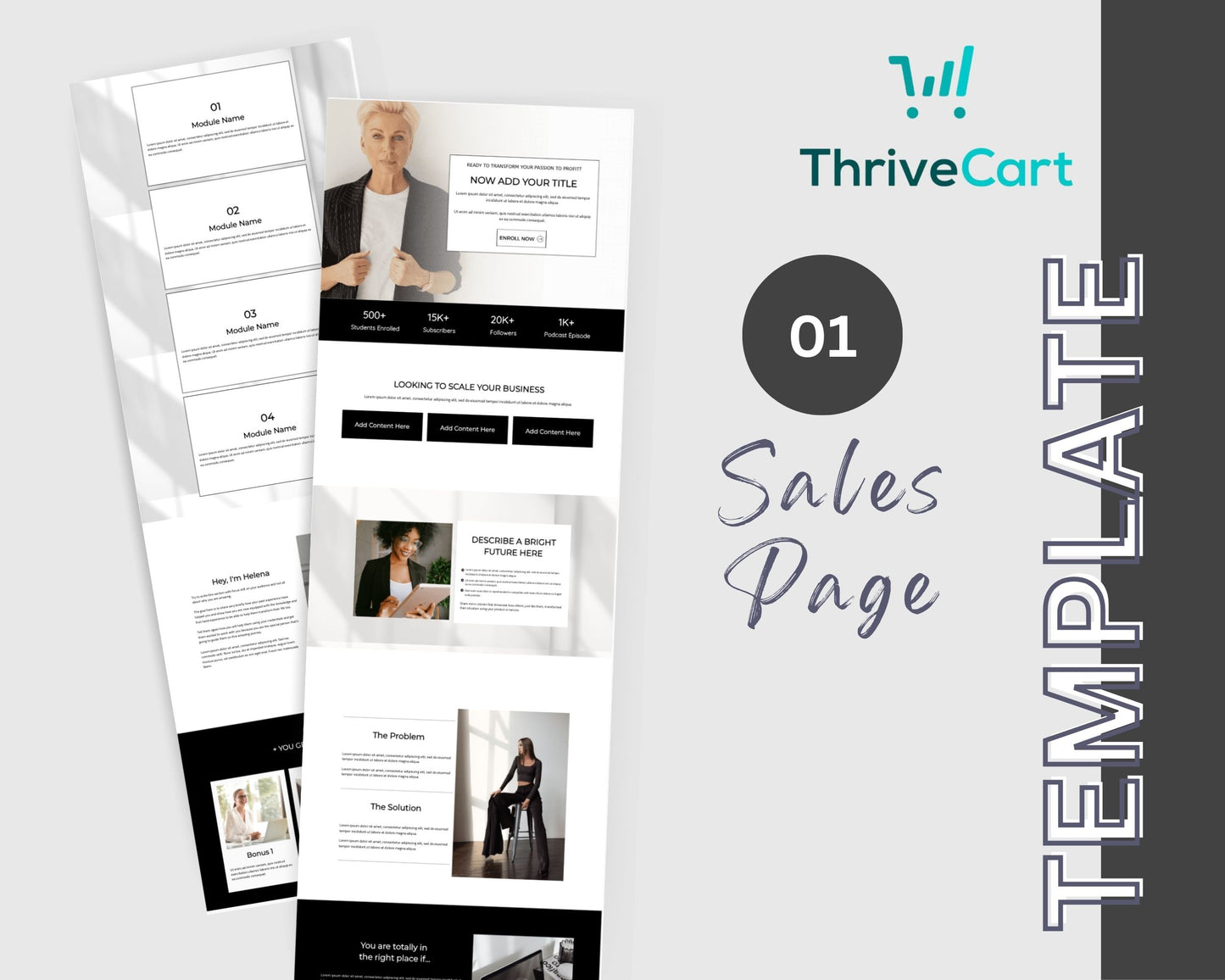 Elegant Enhanced ThriveCart 4-Page Sales Funnel Template