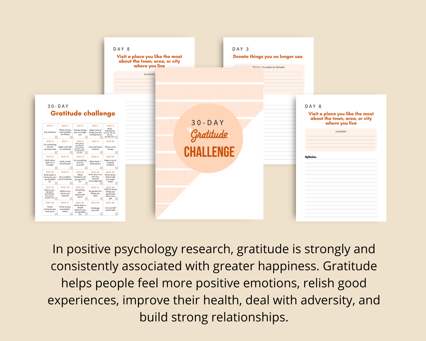 30-Day Gratitude Challenge | Editable Canva Template A4 Size
