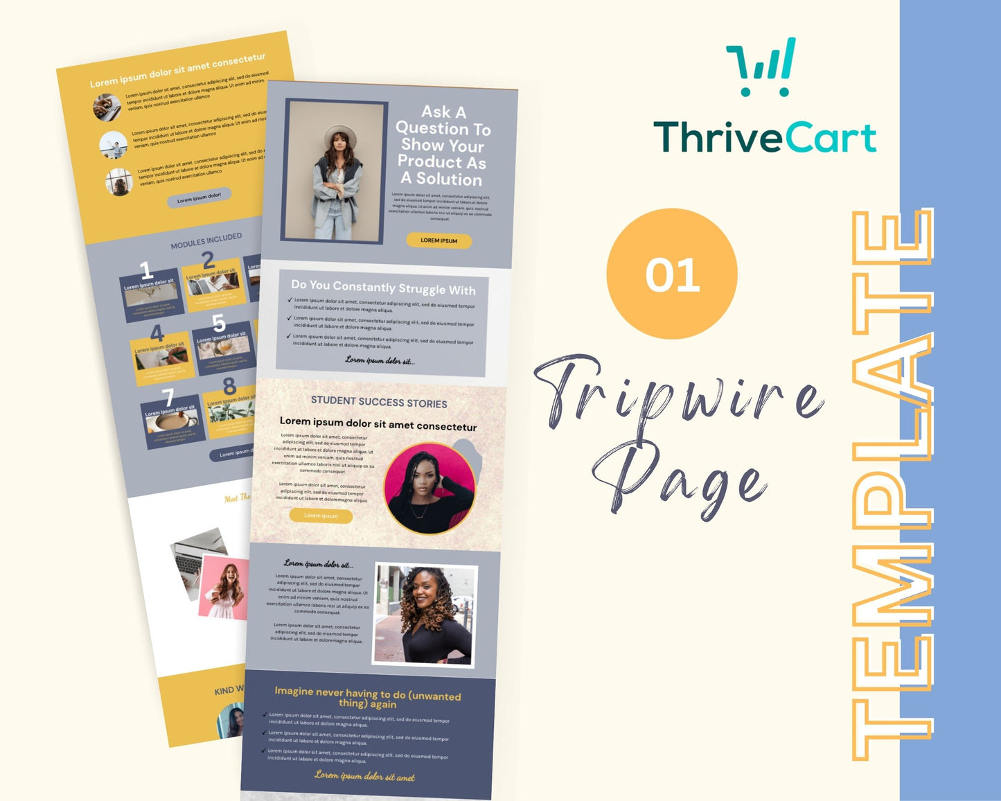 Royal Blue & Yellow ThriveCart 4-Page Sales Funnel Template