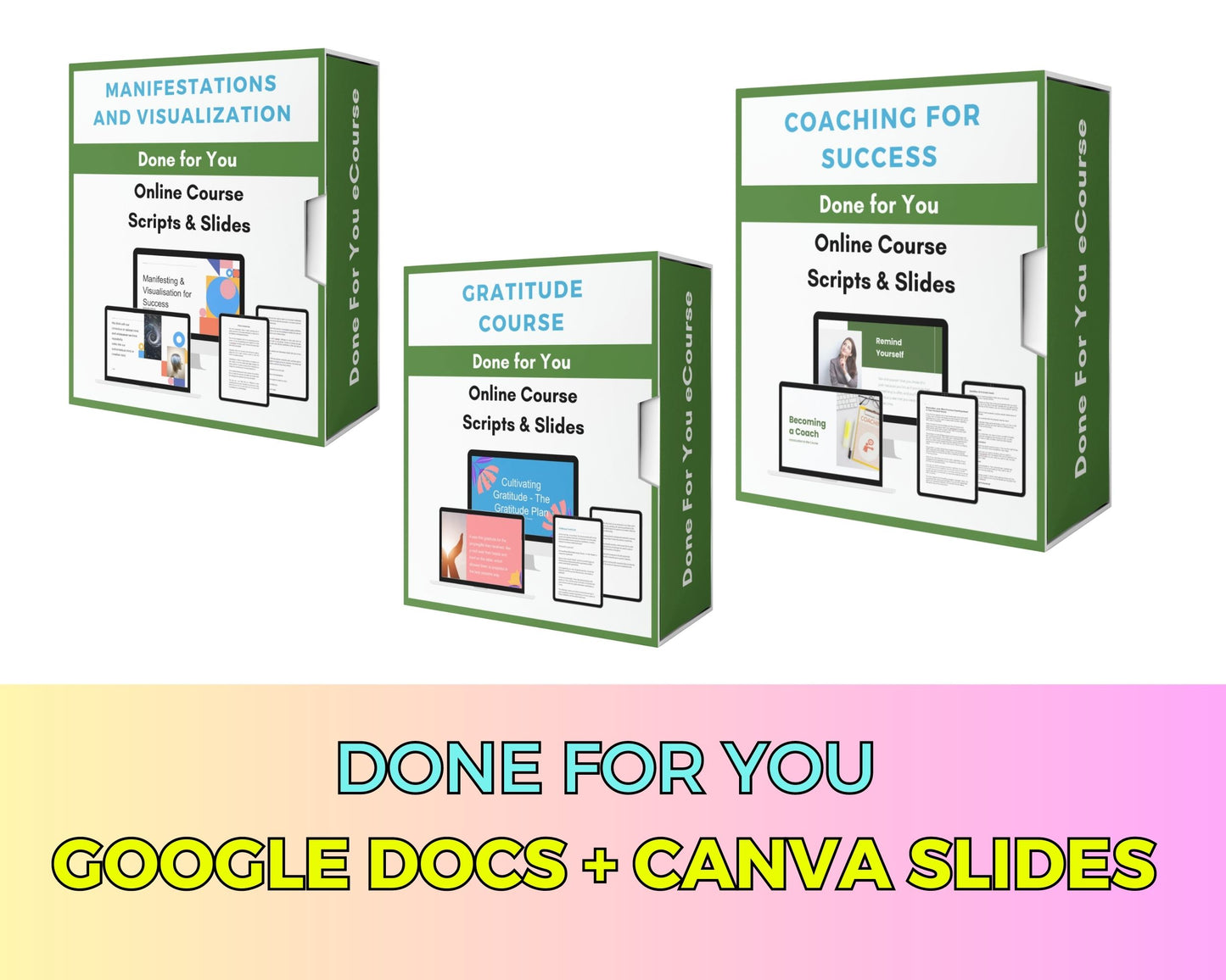 BUNDLE of 19 Wellness and Spirituality Courses | Lessons in Google Docs | Done for You Canva Slides
