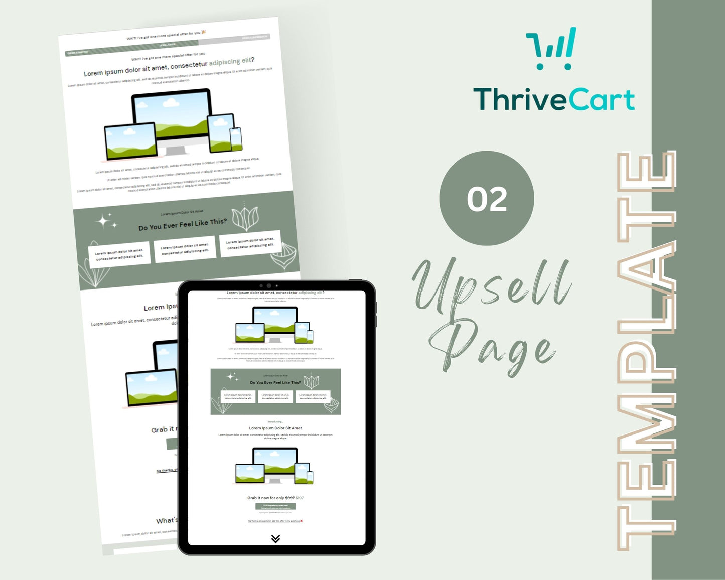 Organic Green ThriveCart 4-Page Sales Funnel Template