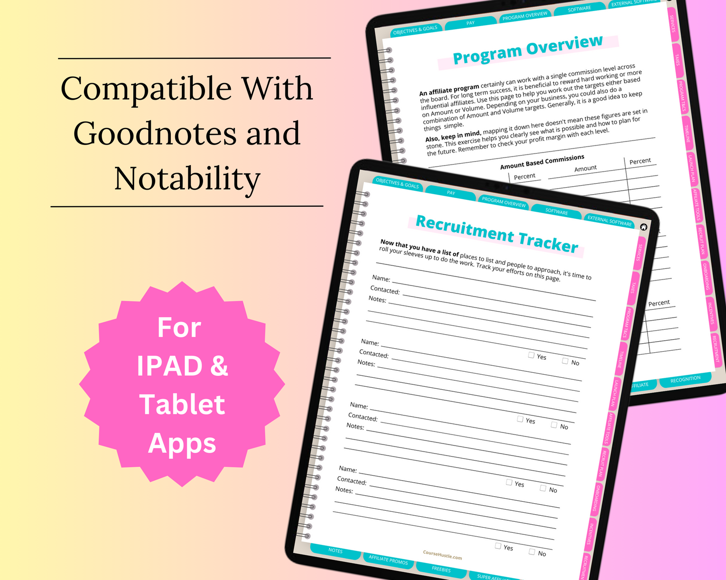 Affiliate Manager Digital Workbook | Hyperlinked PDF | Suitable with Goodnotes & Notability