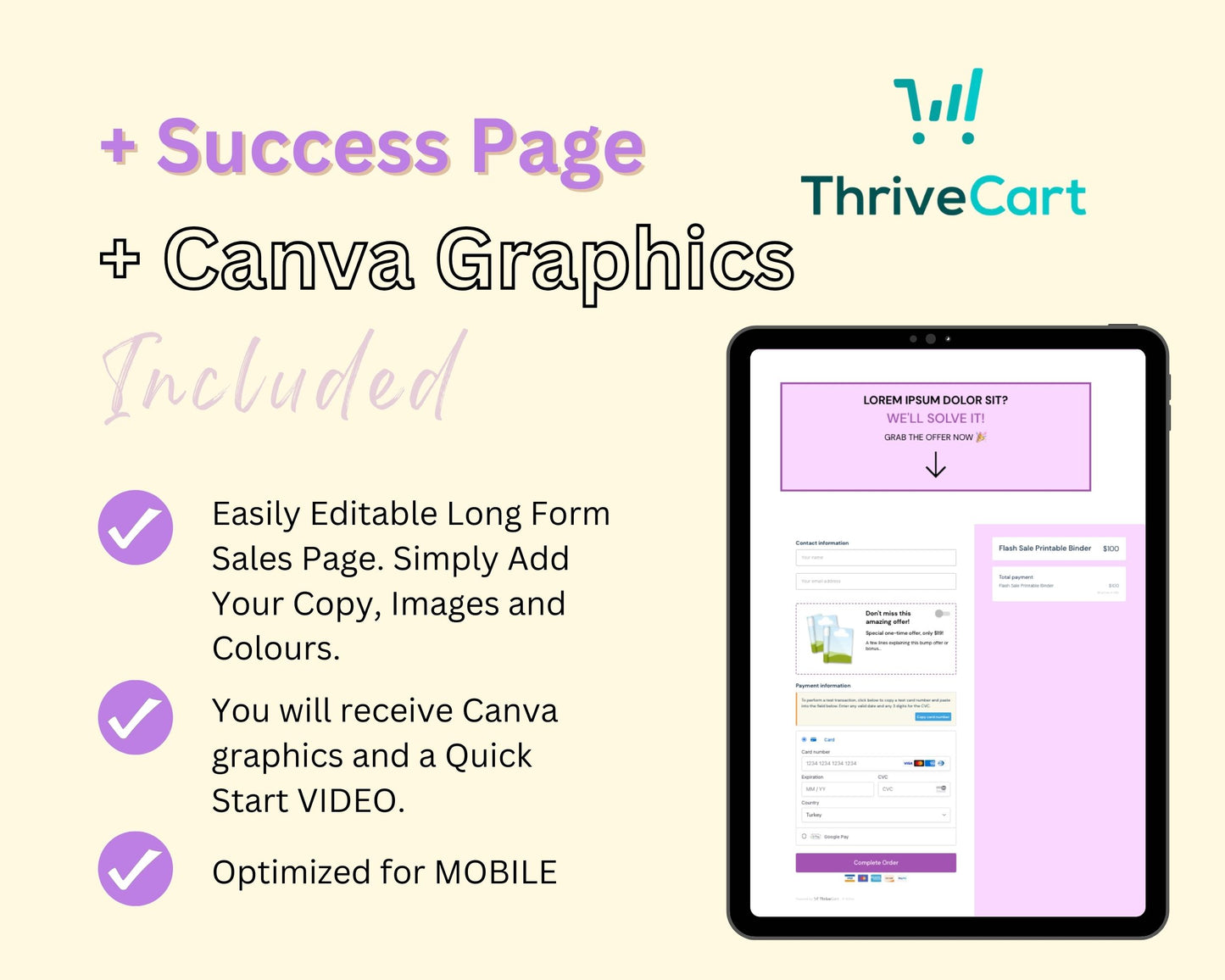 Flash Sale Printable Sales Page Template in ThriveCart