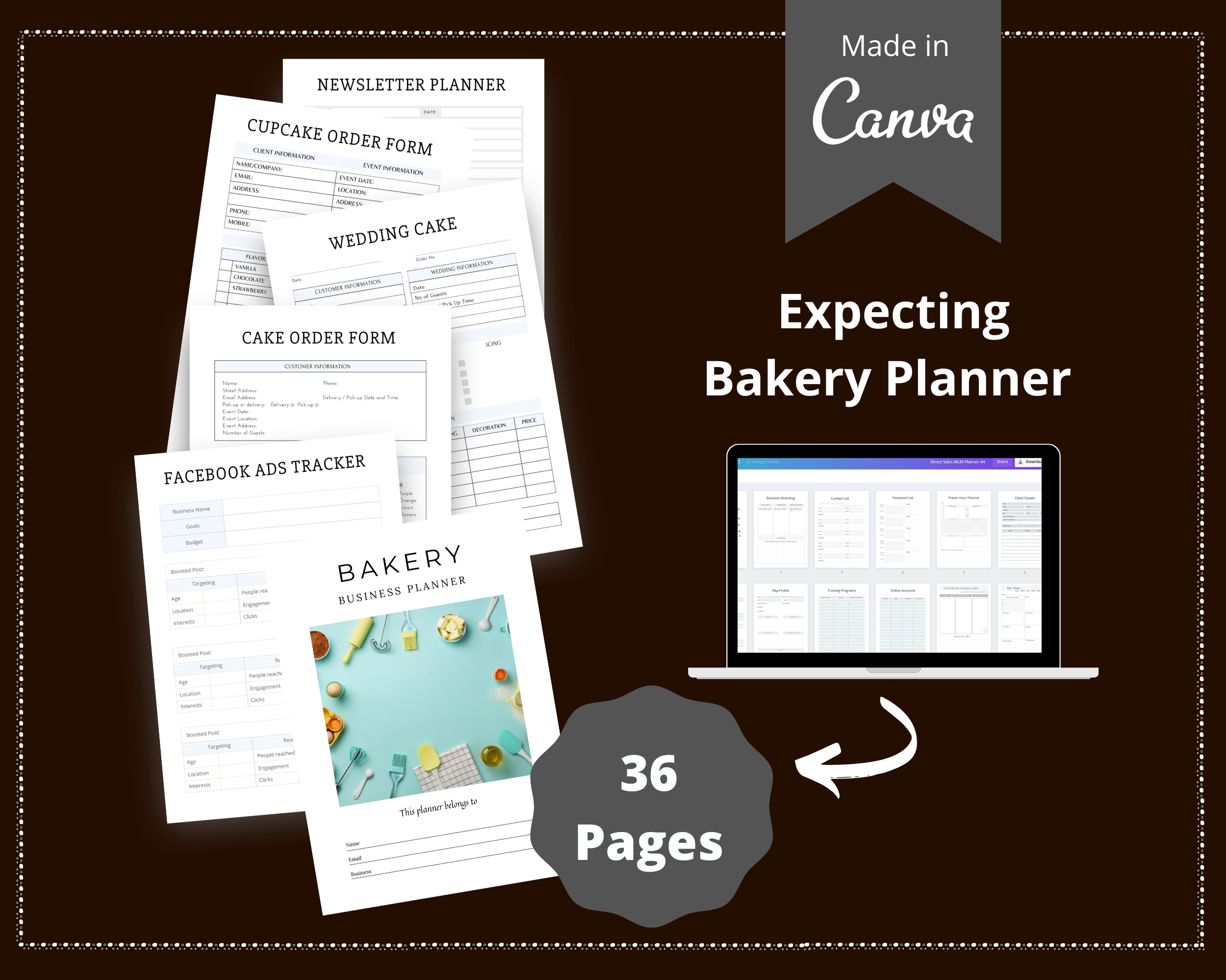 Editable Bakery Planner Templates in Canva | Commercial Use