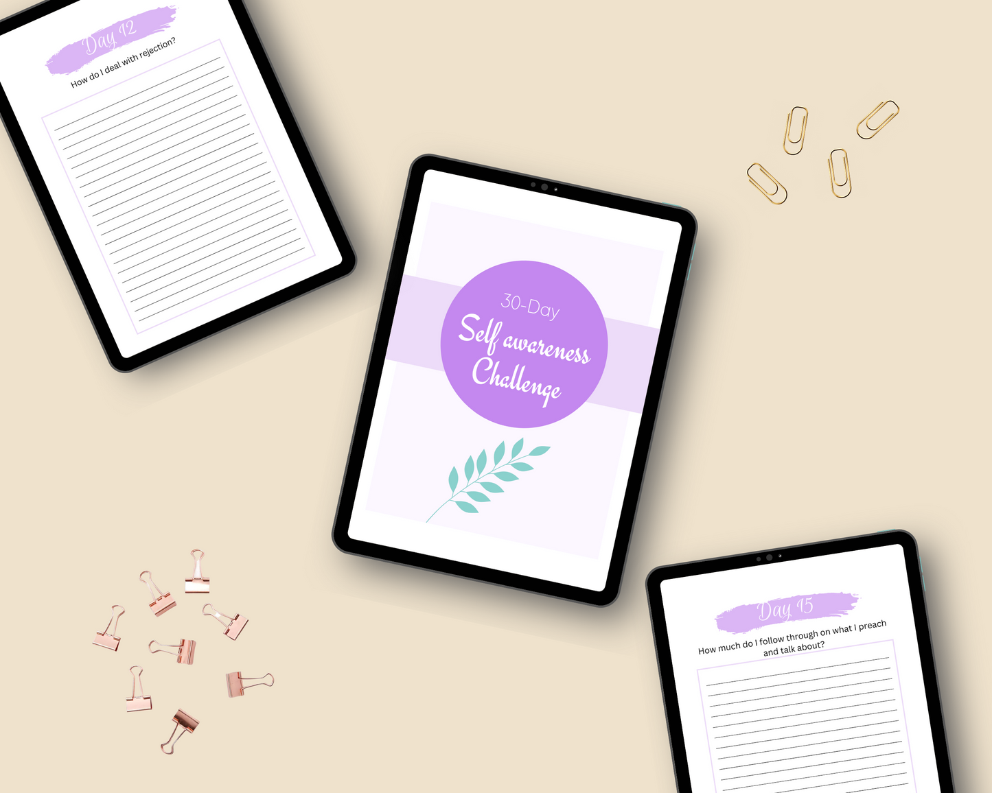 30-Day Self Awareness Challenge | Editable Canva Template A4 Size
