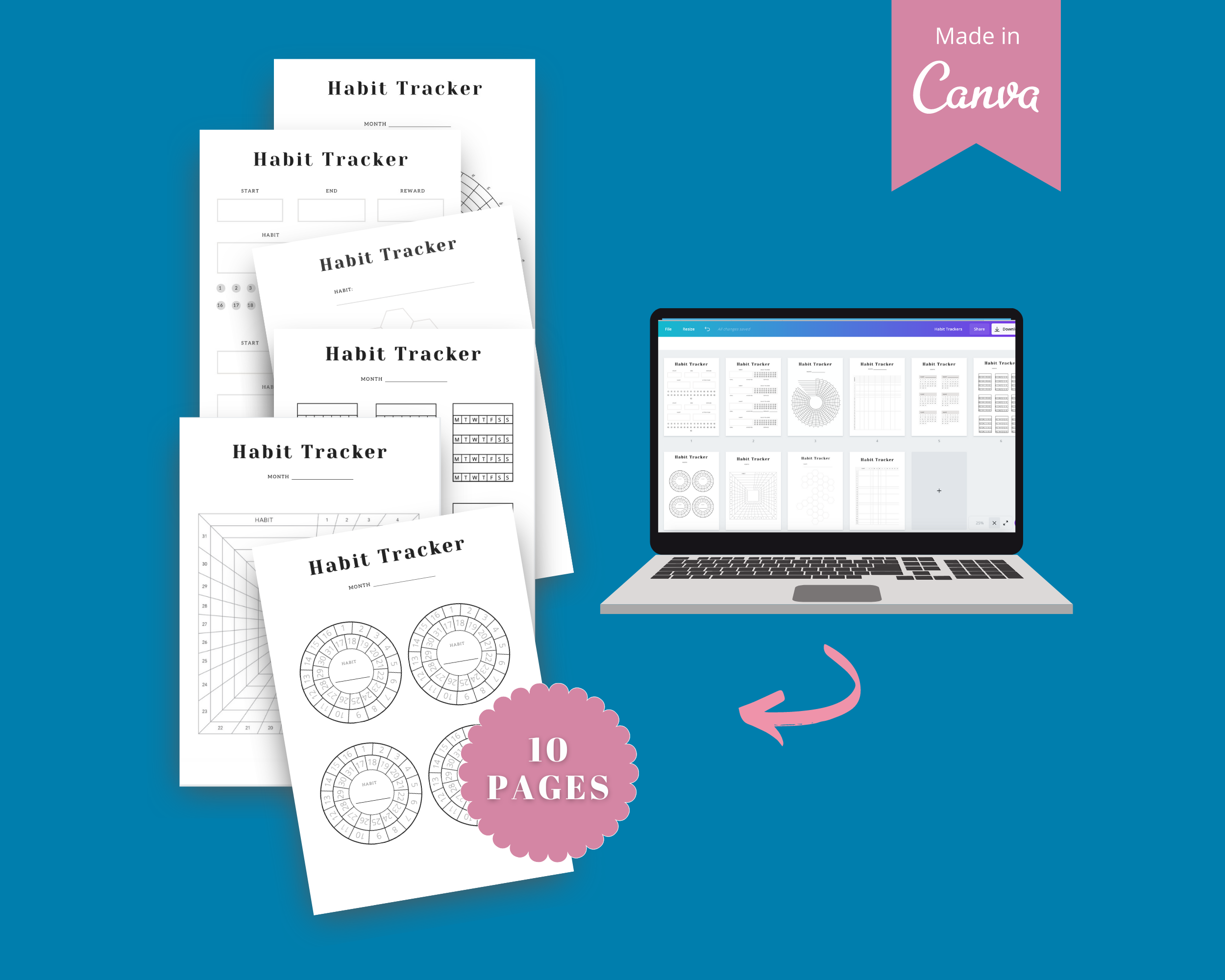 Habit Trackers Canva Templates | Coaching Tool