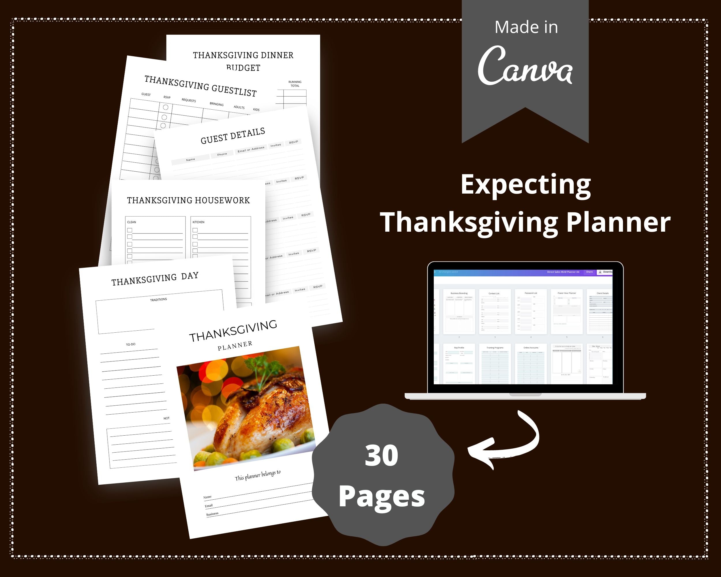 Editable Thanksgiving Planner in Canva | Canva Template Pack | Thanksgiving Planner Canva | Commercial Use