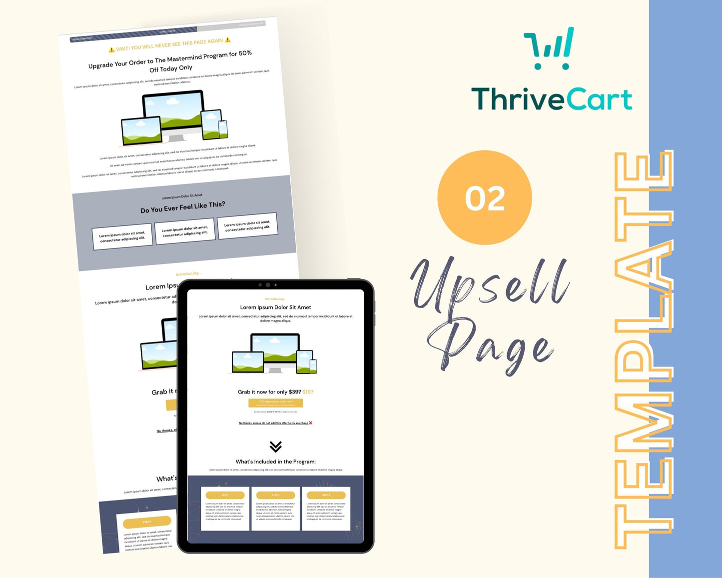 Royal Blue & Yellow ThriveCart 4-Page Sales Funnel Template