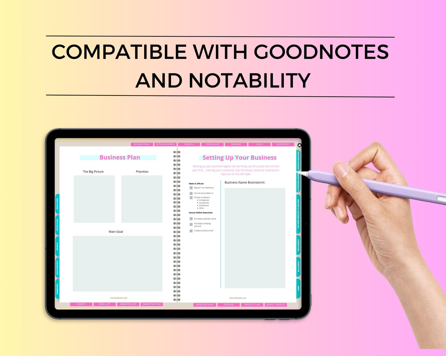 Business Plan Digital Workbook | Hyperlinked PDF | Suitable with Goodness & Notability