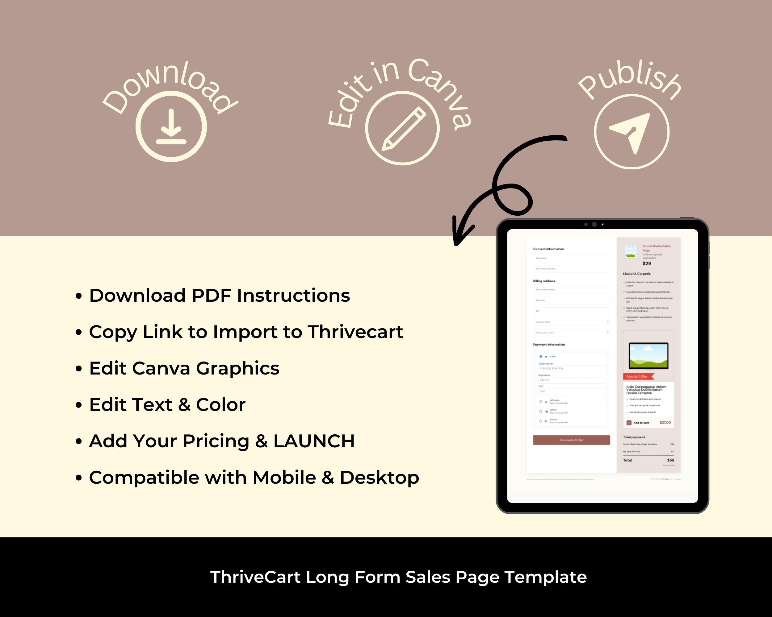 Social Media Sales Page Template in ThriveCart