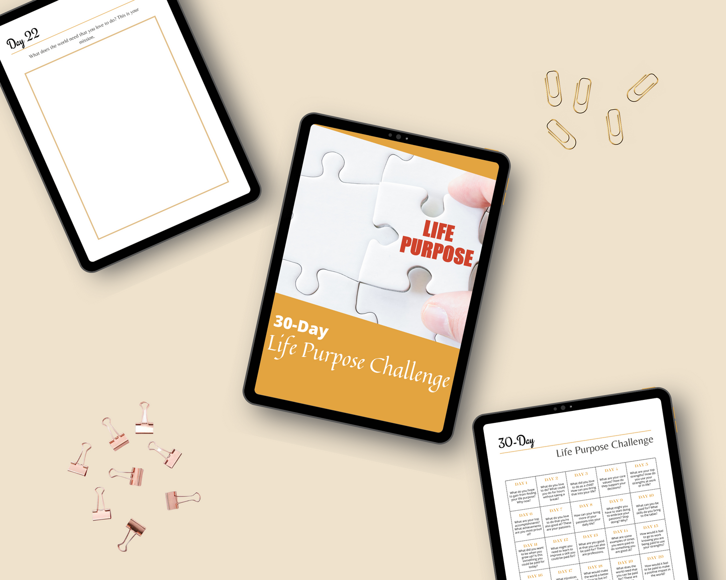 30-Day Life Purpose Challenge | Editable Canva Template A4 Size