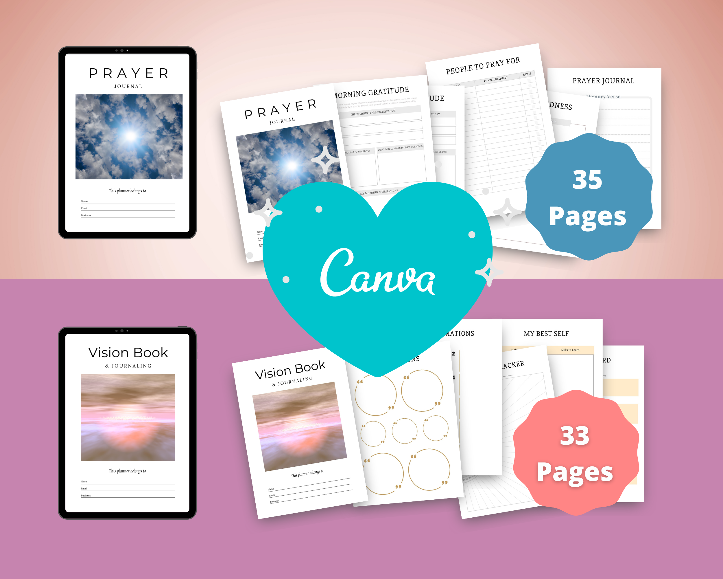 BUNDLE of 11 Spiritual Planners in Canva | Customizable | Editable | Commercial Use | Spiritual Templates