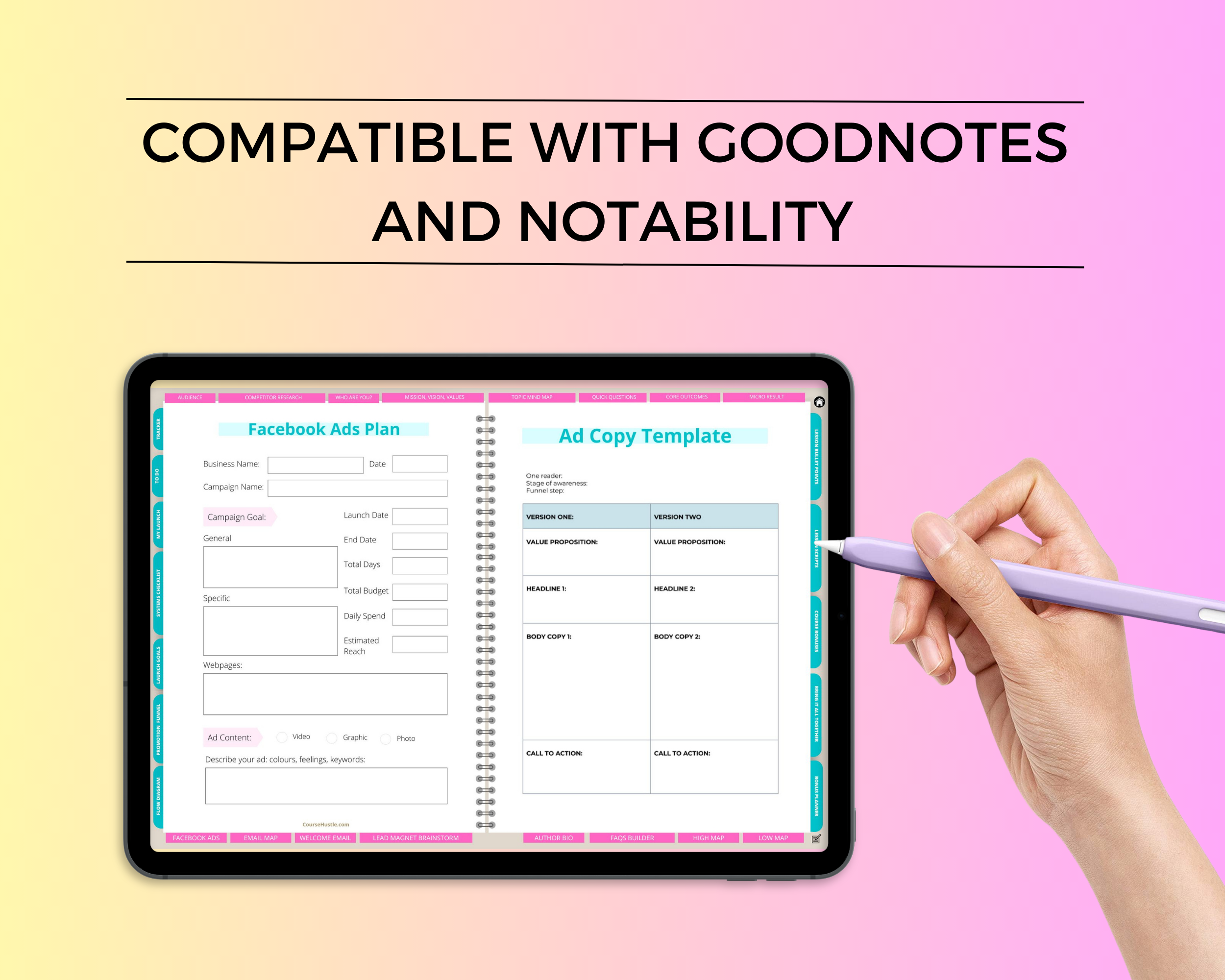 Signature Course Digital Workbook | Online Course Planner | Hyperlinked PDF | Suitable with Goodnotes & Notability