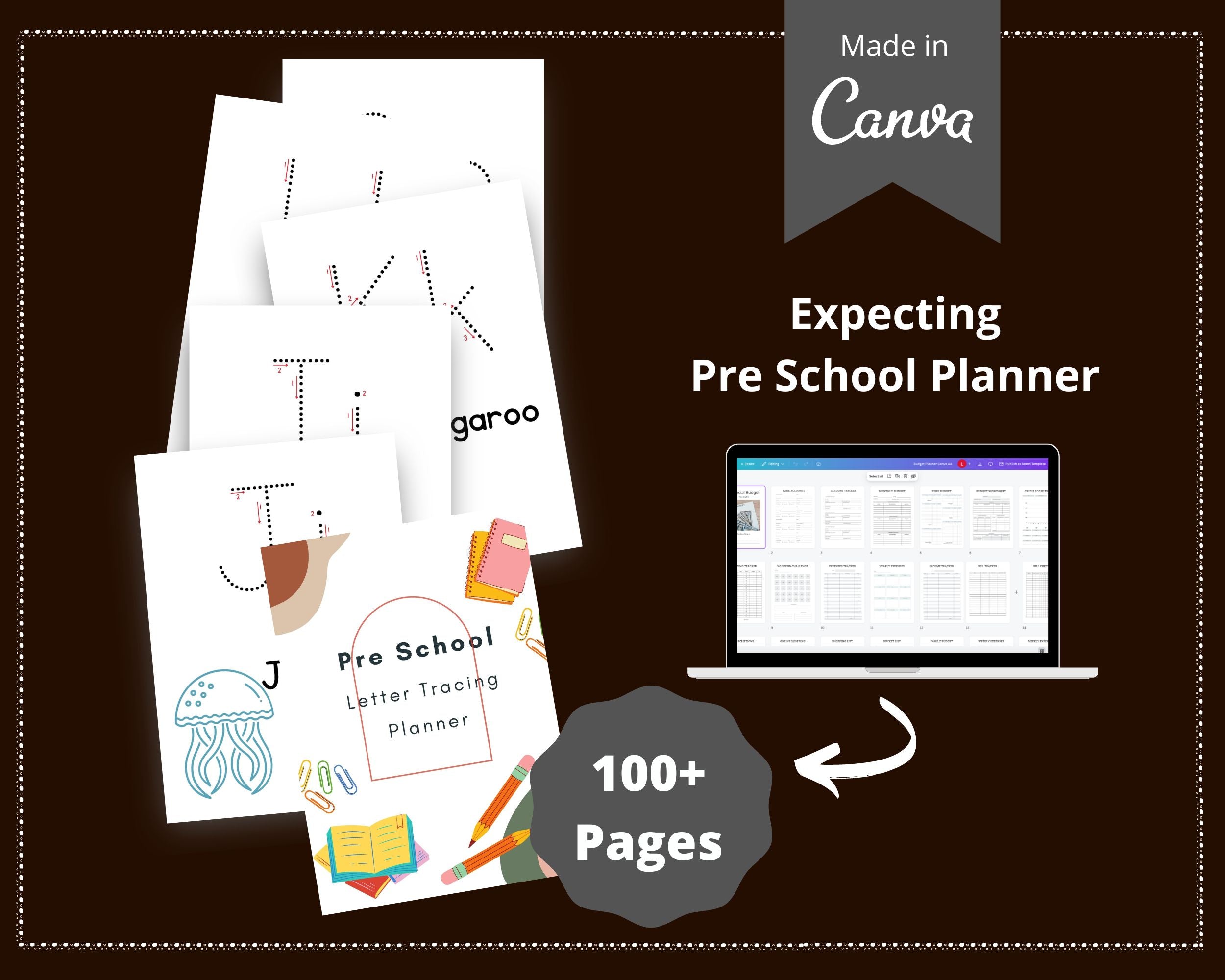 Editable PreSchool Letter Tracking in Canva | Canva Template Pack | Commercial Use