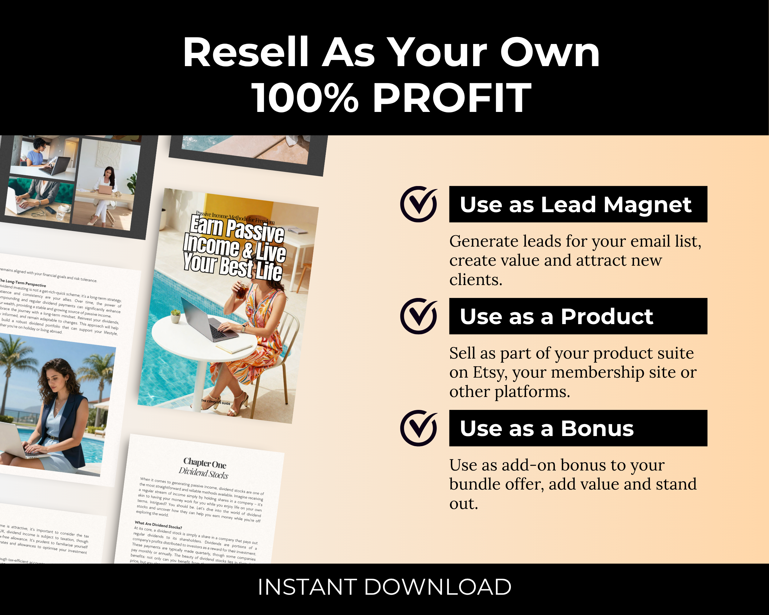 Earn Passive Income & Live Your Best Life Ebook in Canva