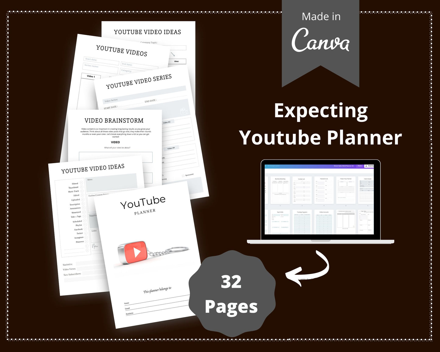 Editable YouTube Planner Templates in Canva | Commercial Use