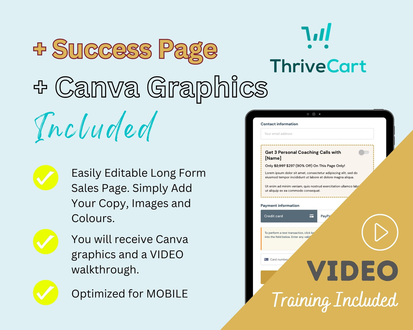Gold Online Course Sales Page Template in Thrivecart