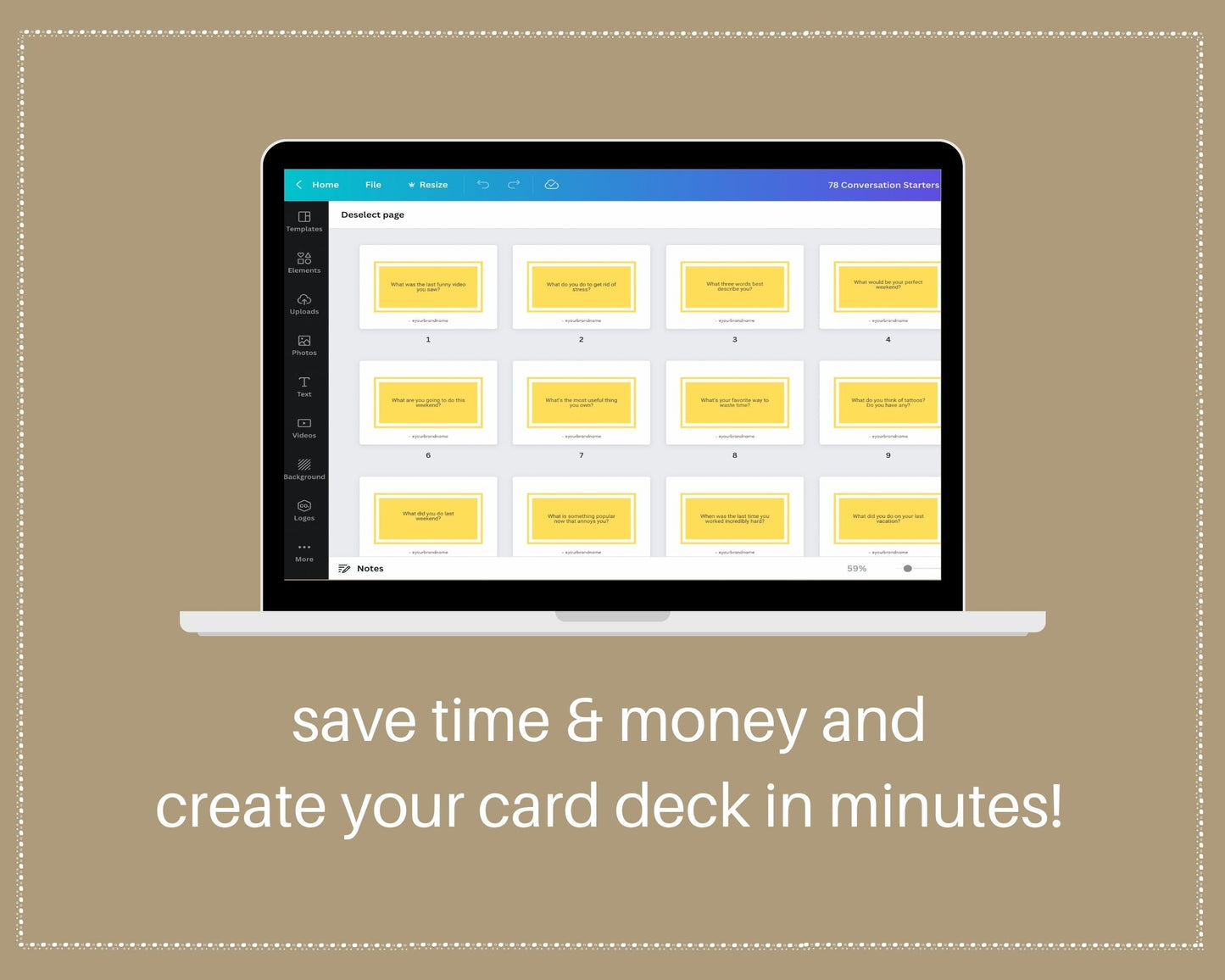 78 Conversation Starters Cards | Canva Inspirational Cards | Commercial Use