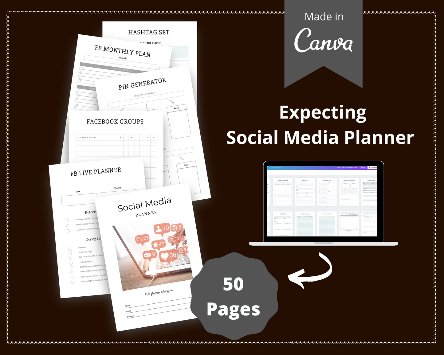 Editable Social Media Planner Templates in Canva | Commercial Use