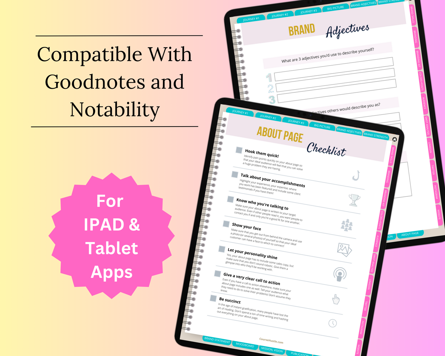 Personal Brand Digital Workbook | Hyperlinked PDF | Suitable with Goodnes & Notability